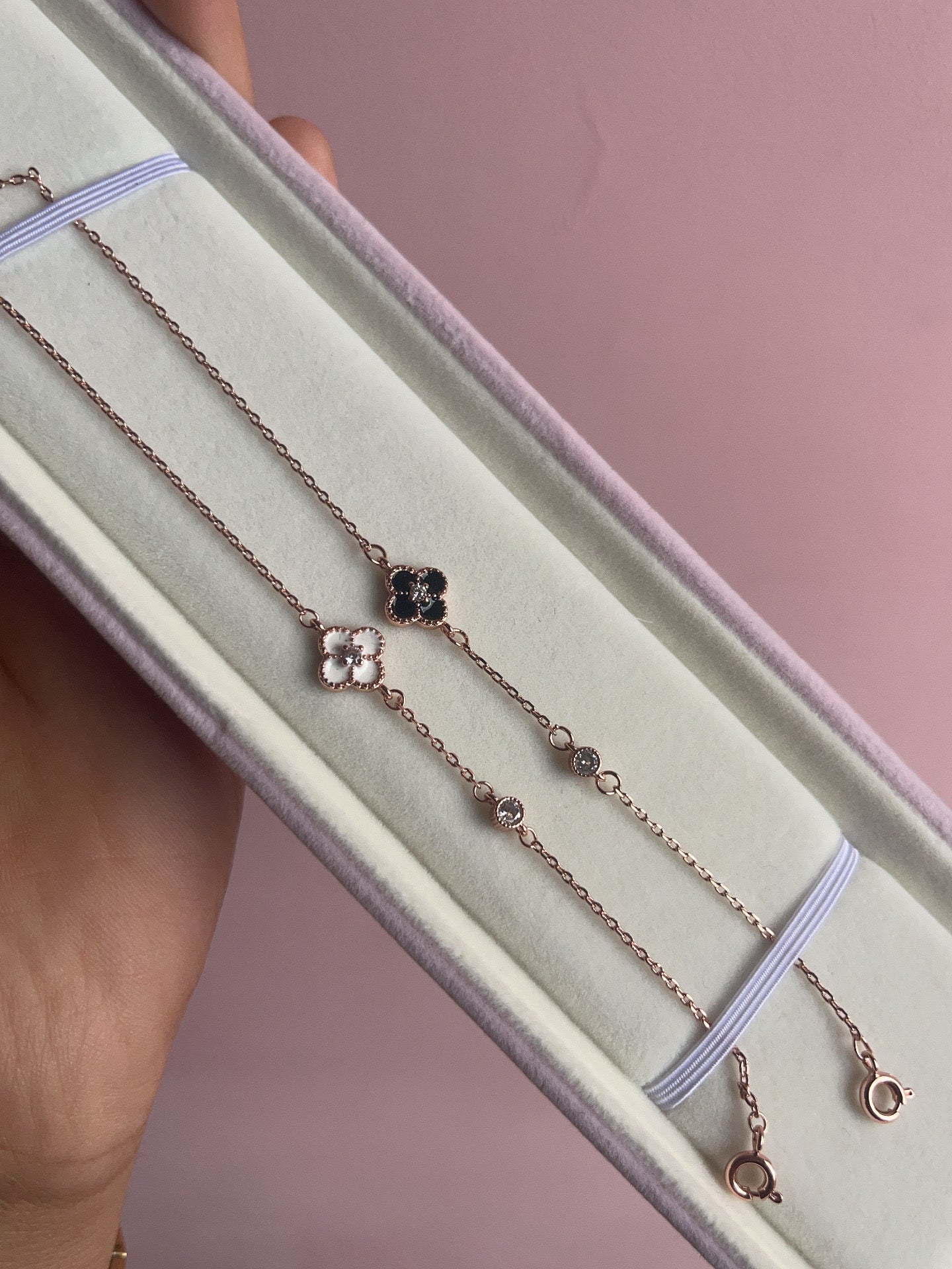 Dainty rose gold clover bracelet S925 - Sassygrove