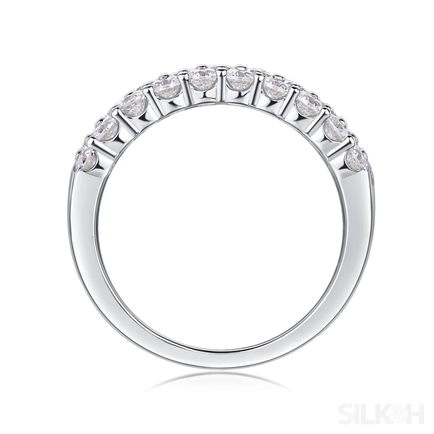 1.8 Carat Moissanite Sterling Silver Pave Triple Row Ring Amaya - Sassygrove