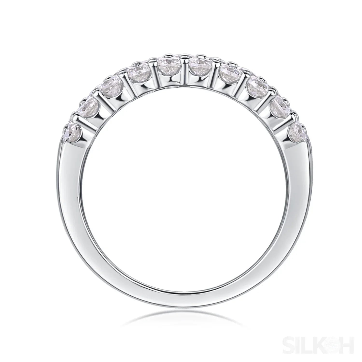 1.8 Carat Moissanite Sterling Silver Pave Triple Row Ring Amaya - Sassygrove
