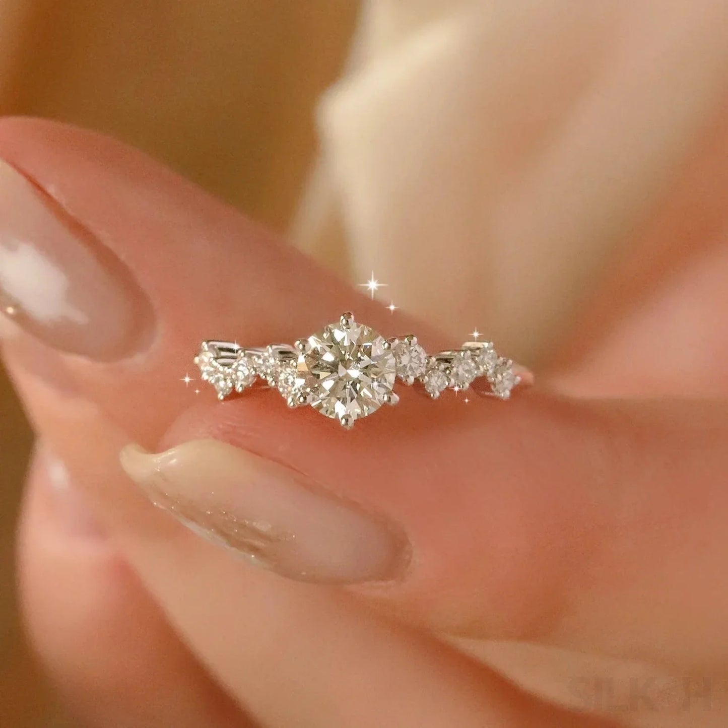 1 Carat Moissanite Sterling Silver Round Engagment Ring Adalynn - Sassygrove