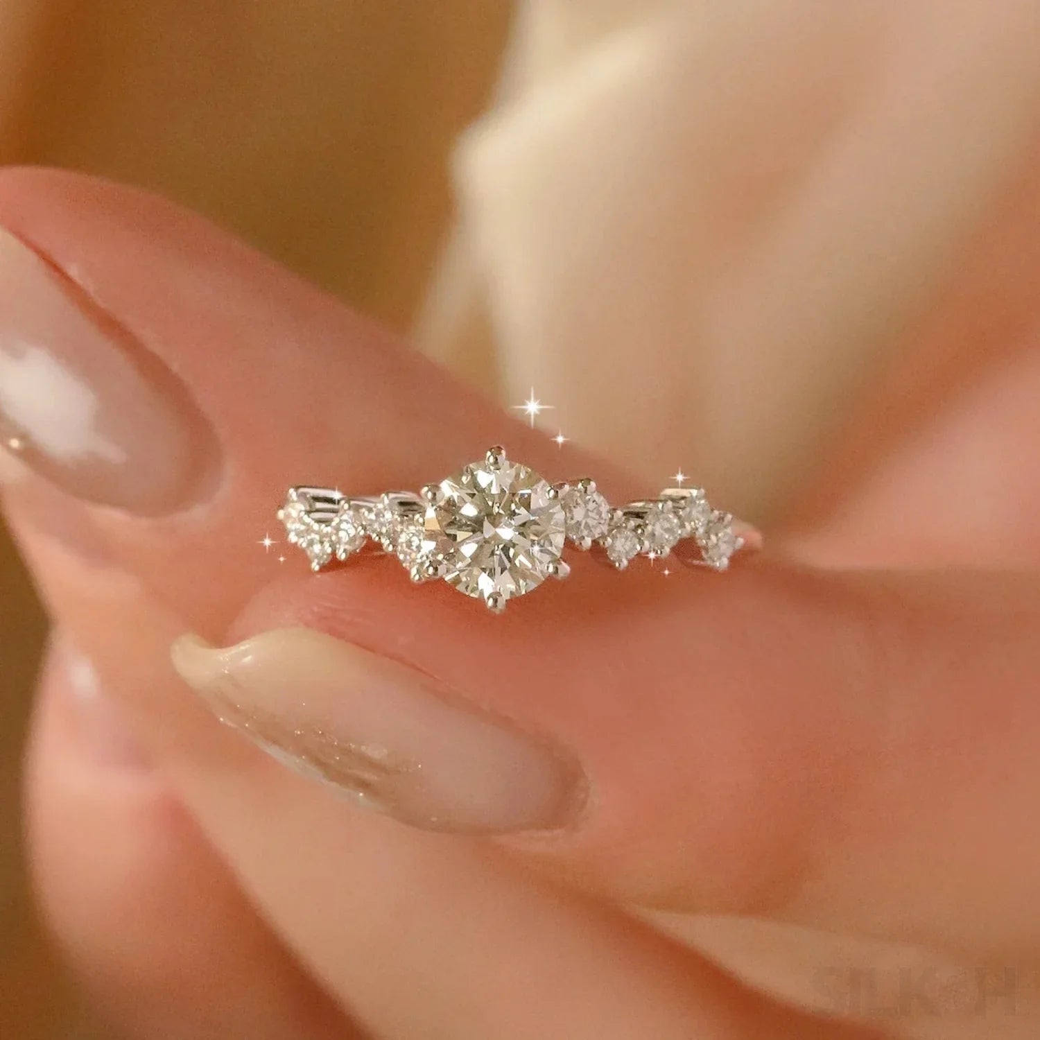 1 Carat Moissanite Sterling Silver Round Engagment Ring Adalynn - Sassygrove