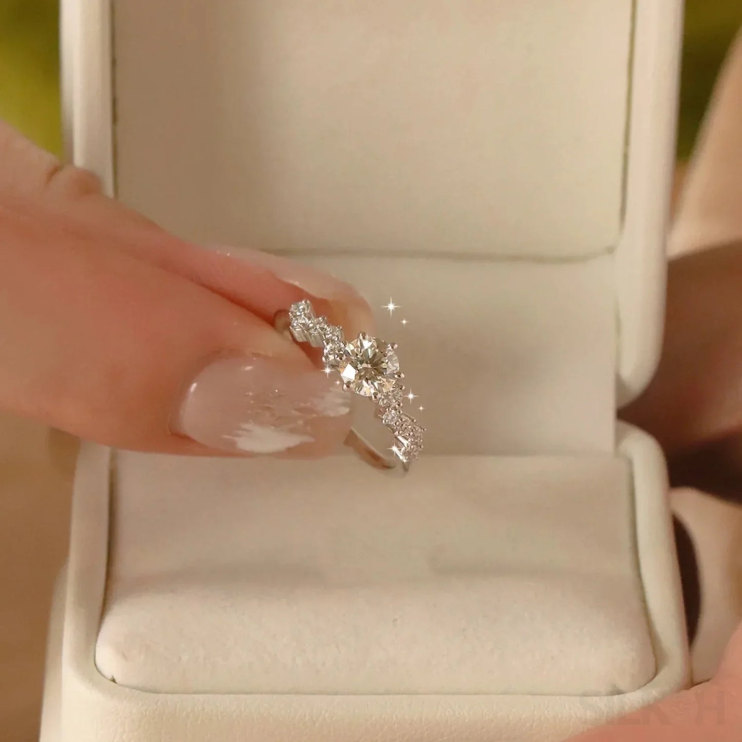 1 Carat Moissanite Sterling Silver Round Engagment Ring Adalynn - Sassygrove