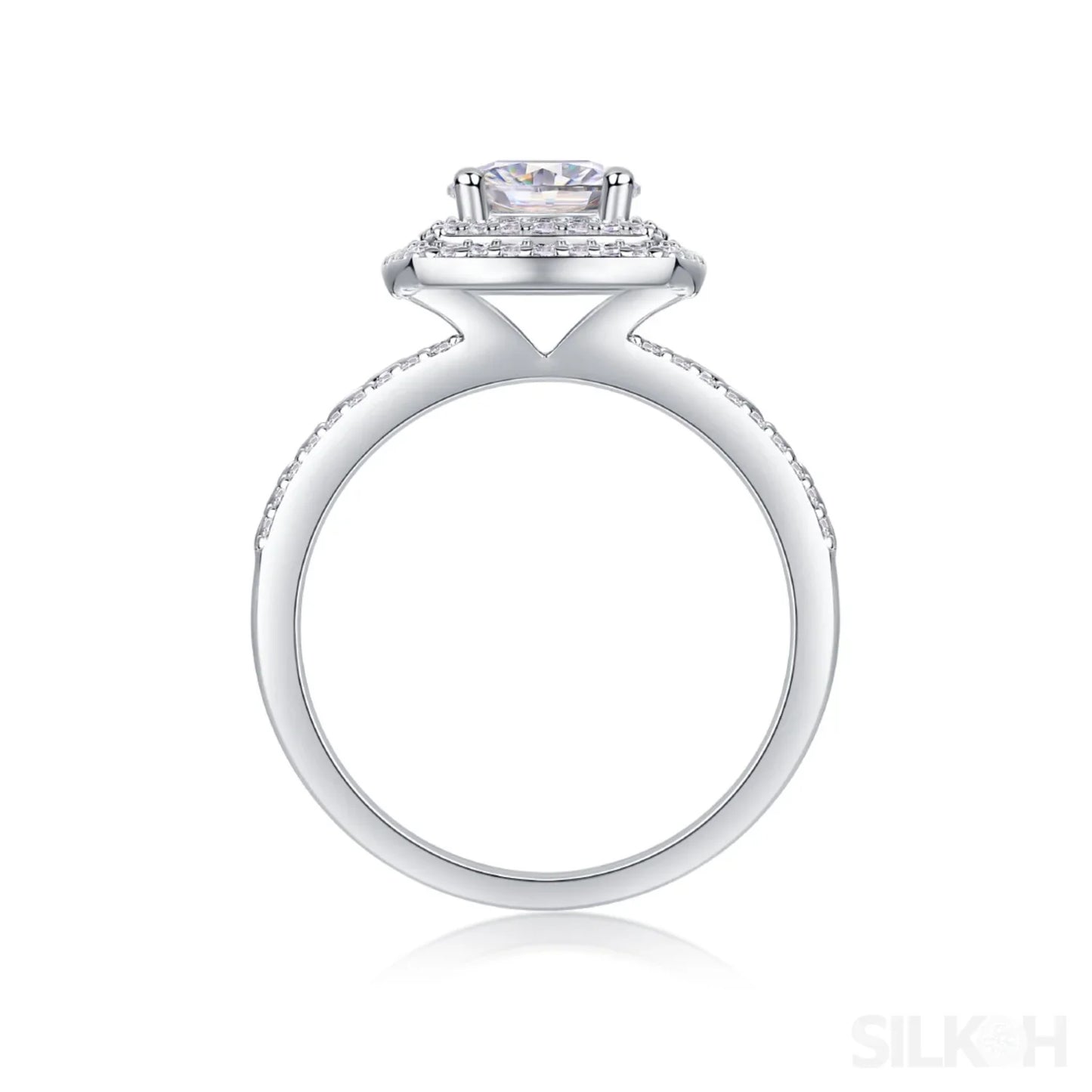1 Carat Round Cut Moissanite Sterling Silver Halo Engagement Ring Alani - Sassygrove