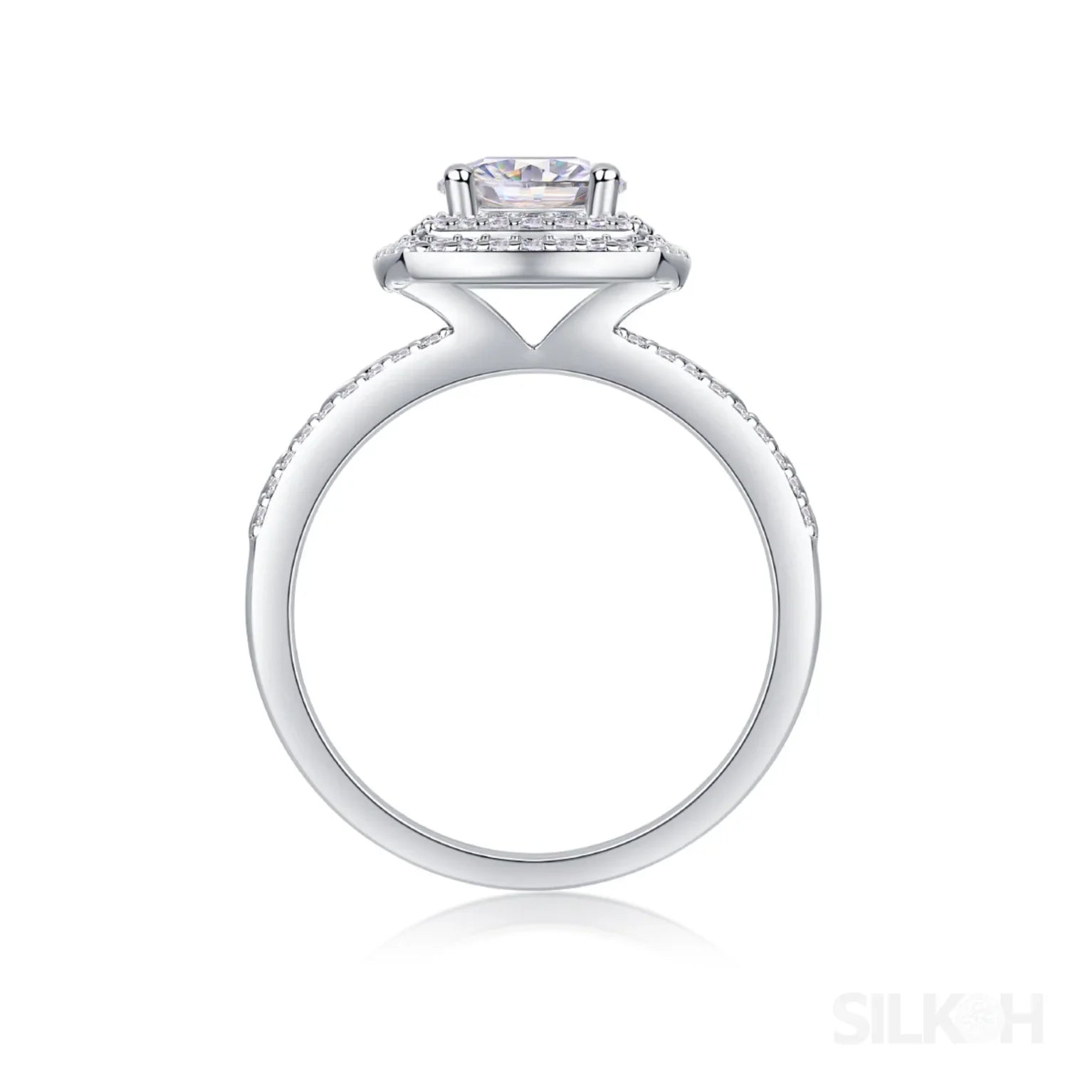 1 Carat Round Cut Moissanite Sterling Silver Halo Engagement Ring Alani - Sassygrove