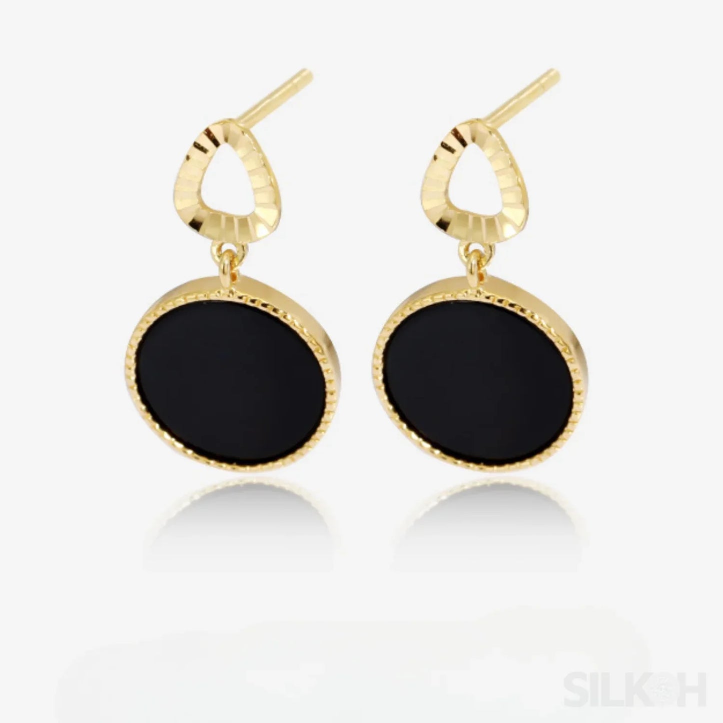 14K Gold Plated Sterling Silver Agate Inlaid Stud Earrings Alani - Sassygrove