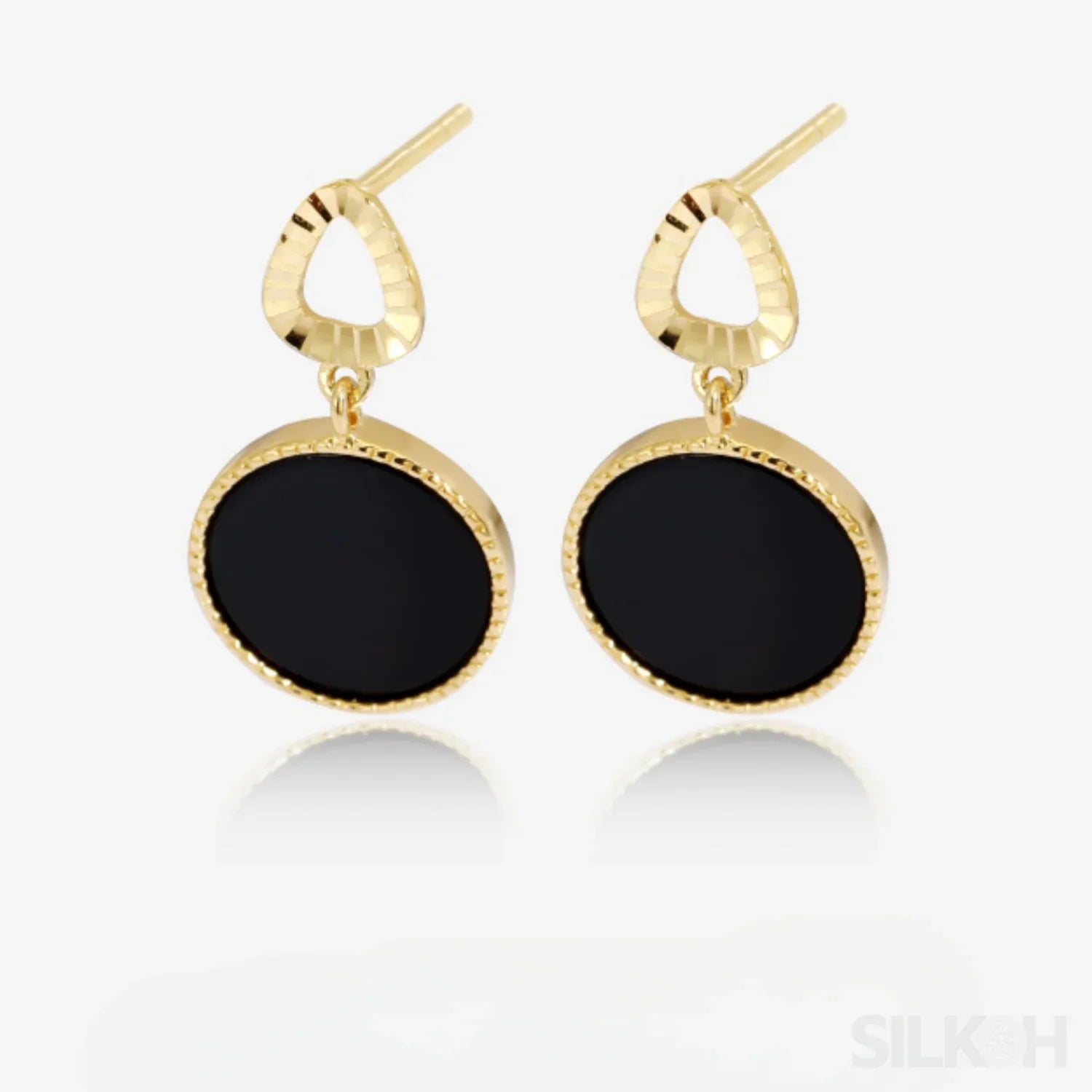 14K Gold Plated Sterling Silver Agate Inlaid Stud Earrings Alani - Sassygrove