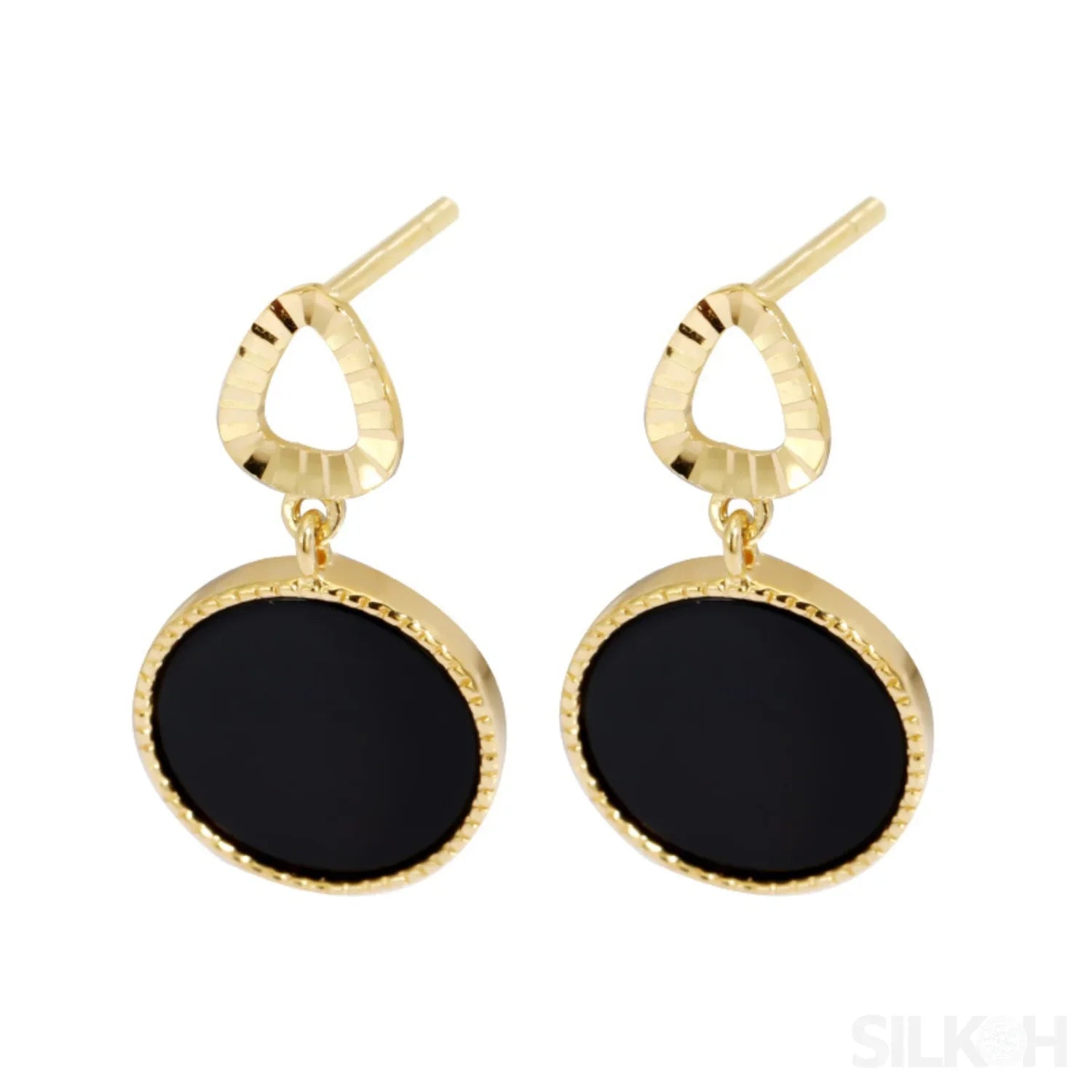 14K Gold Plated Sterling Silver Agate Inlaid Stud Earrings Alani - Sassygrove