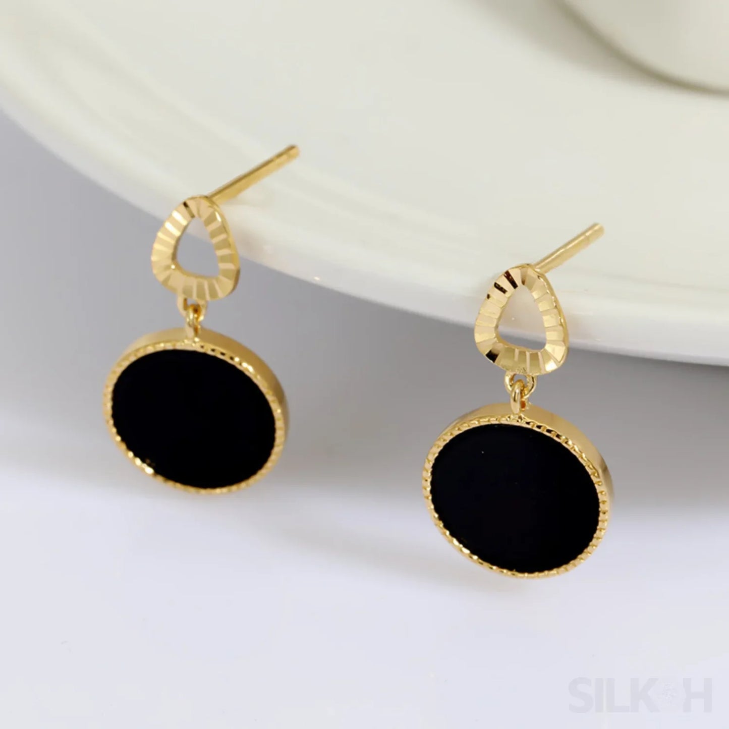 14K Gold Plated Sterling Silver Agate Inlaid Stud Earrings Alani - Sassygrove