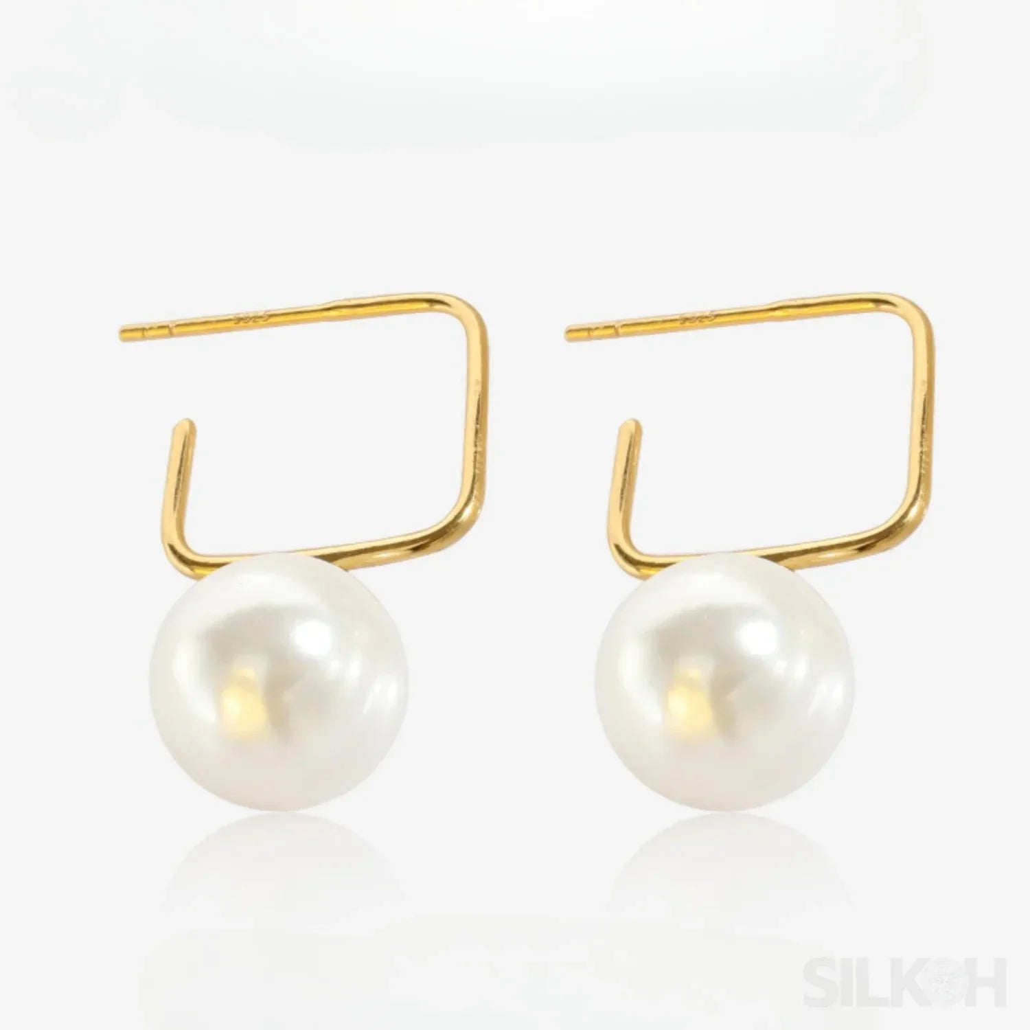 14K Gold Plated Sterling Silver Pearl Drop Earrings Alice - Sassygrove
