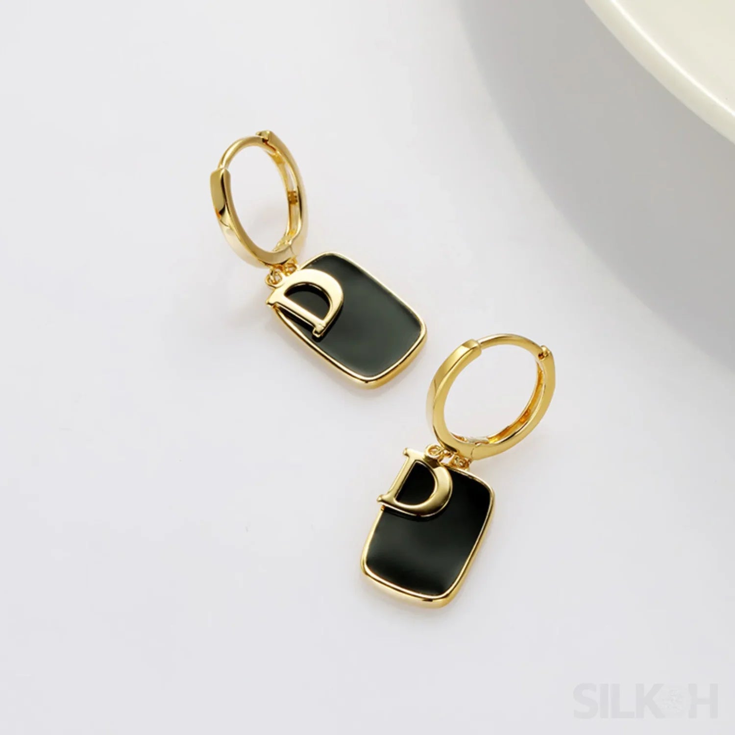 18K Gold Plated Letter Sterling Silver Hoop Earrings Noa - Sassygrove