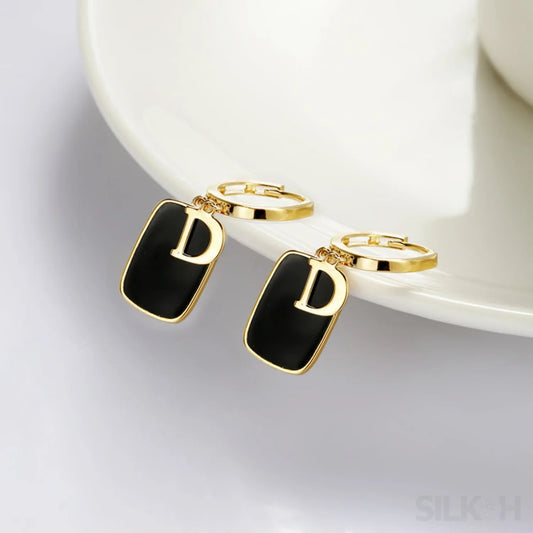 18K Gold Plated Letter Sterling Silver Hoop Earrings Noa - Sassygrove