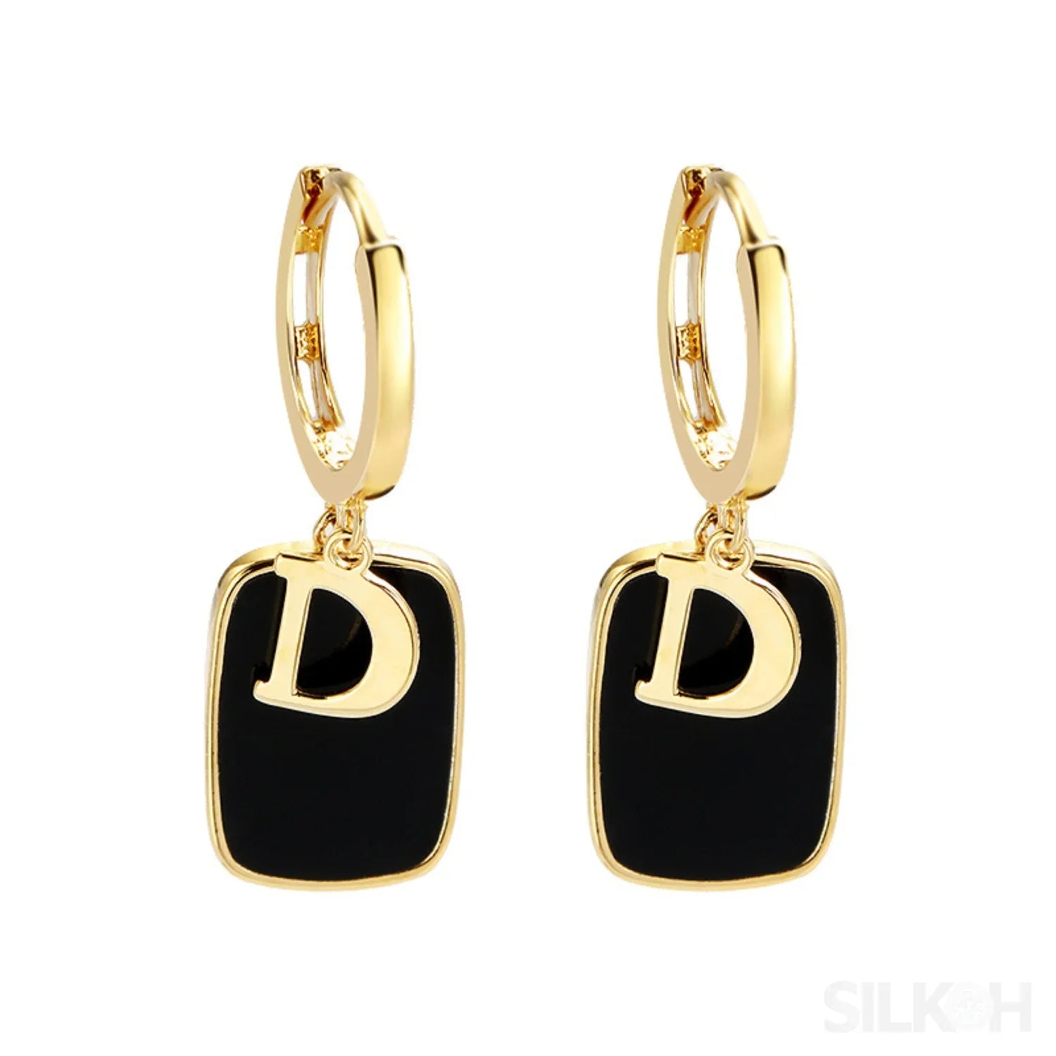 18K Gold Plated Letter Sterling Silver Hoop Earrings Noa - Sassygrove