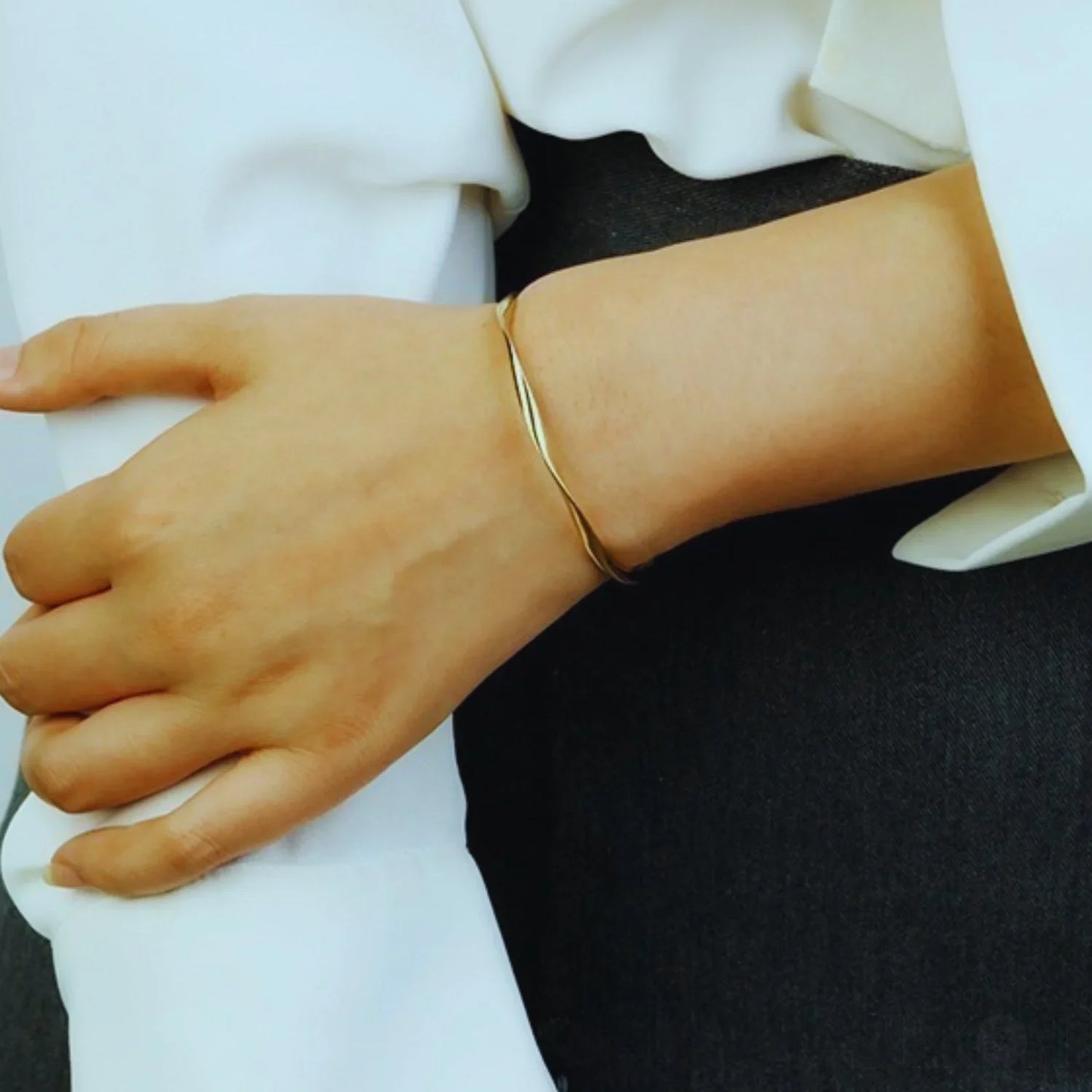 18K Gold Plated Open Hand Sterling Silver Bracelet Cat - Sassygrove
