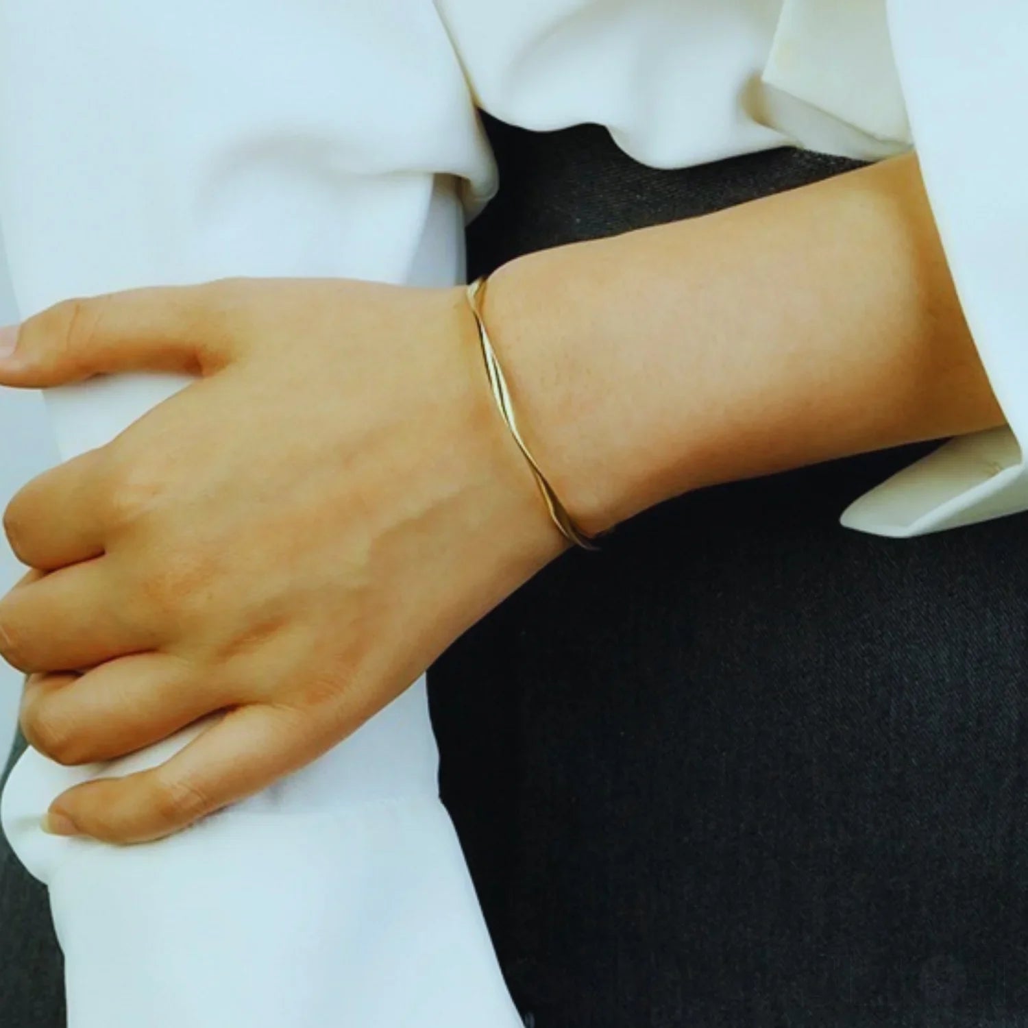 18K Gold Plated Open Hand Sterling Silver Bracelet Cat - Sassygrove