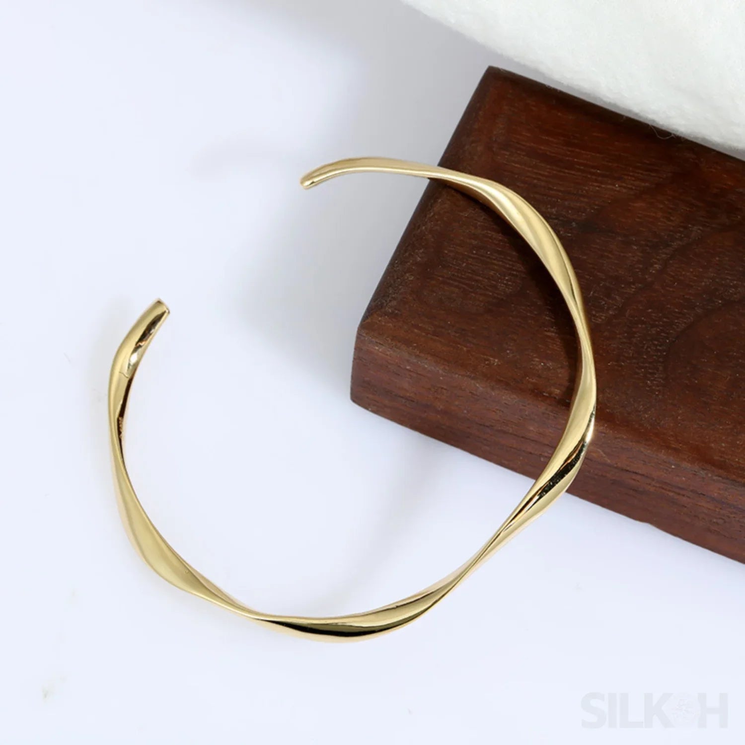 18K Gold Plated Open Hand Sterling Silver Bracelet Cat - Sassygrove
