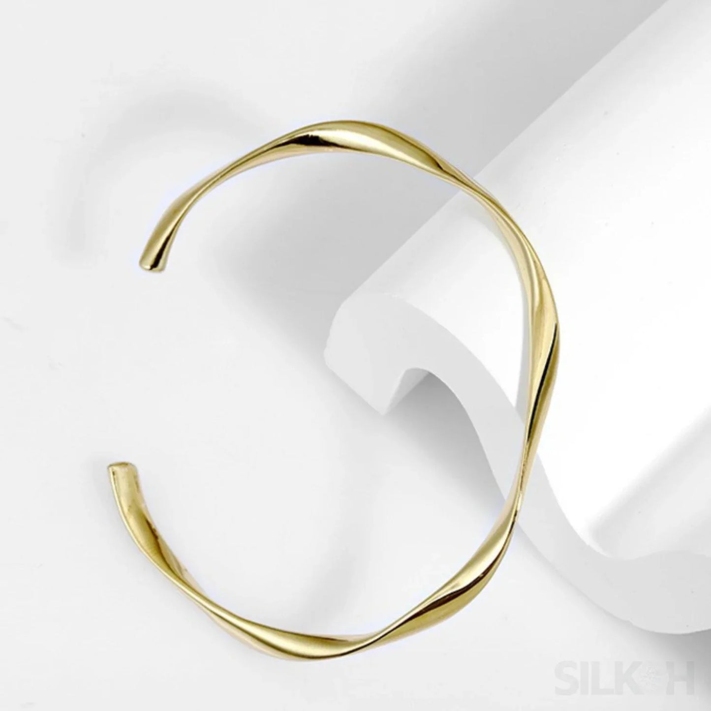 18K Gold Plated Open Hand Sterling Silver Bracelet Cat - Sassygrove