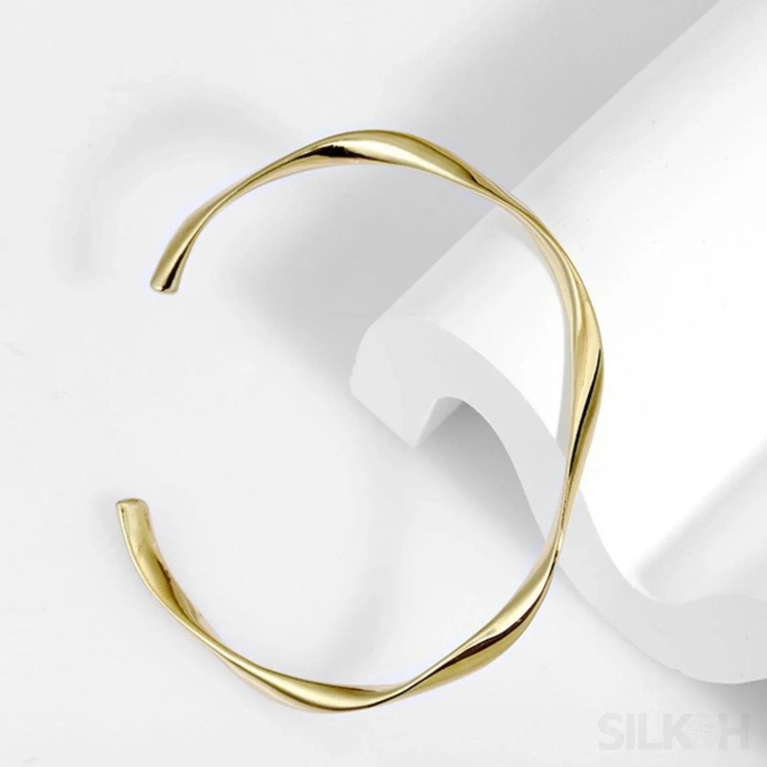 18K Gold Plated Open Hand Sterling Silver Bracelet Cat - Sassygrove