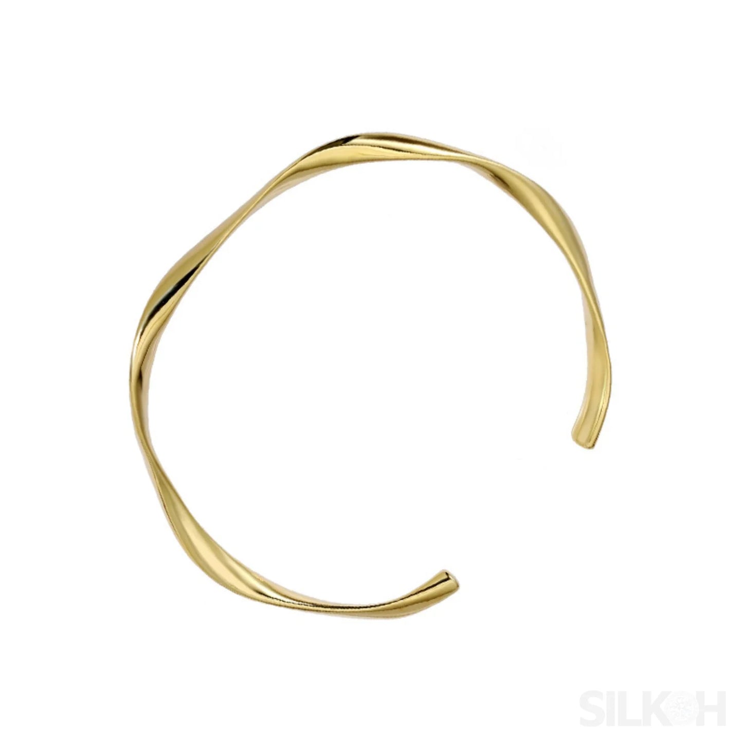 18K Gold Plated Open Hand Sterling Silver Bracelet Cat - Sassygrove