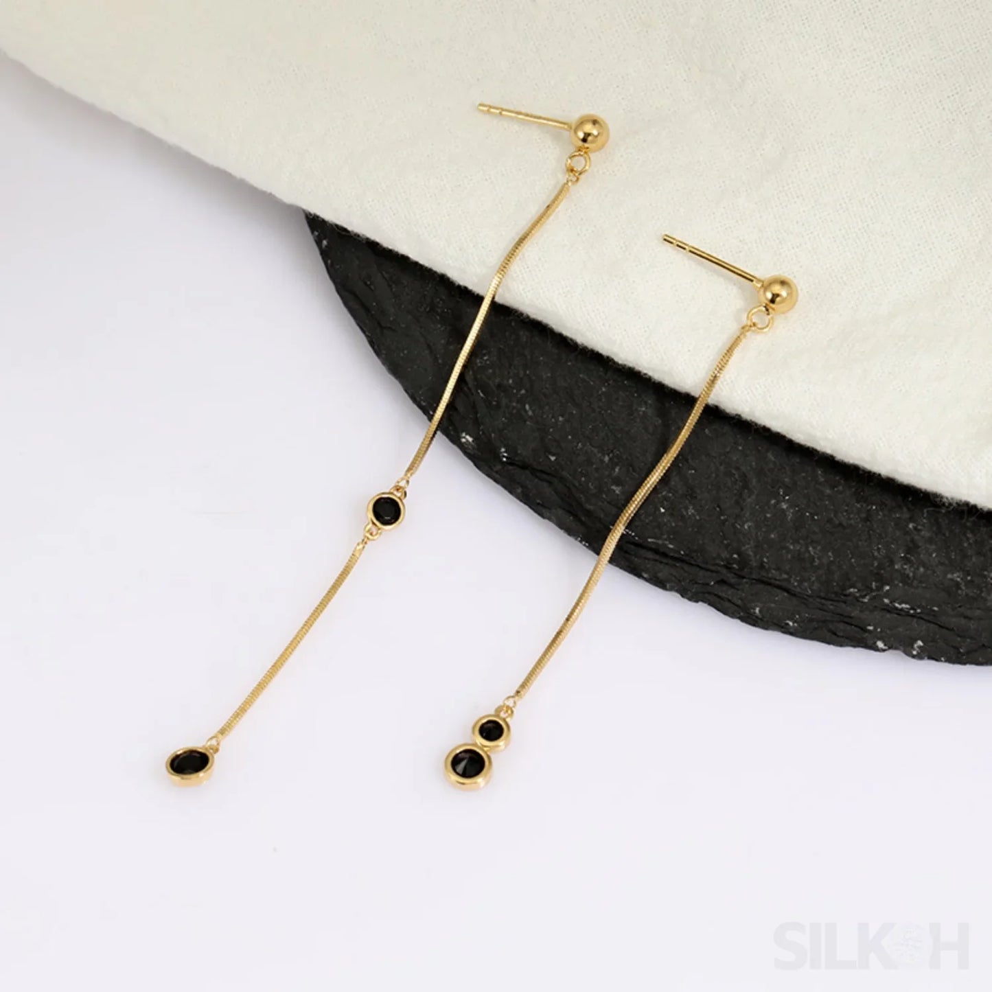 18K Gold Plated Sterling Silver Asymmetrical Dangle Earrings Scottie - Sassygrove