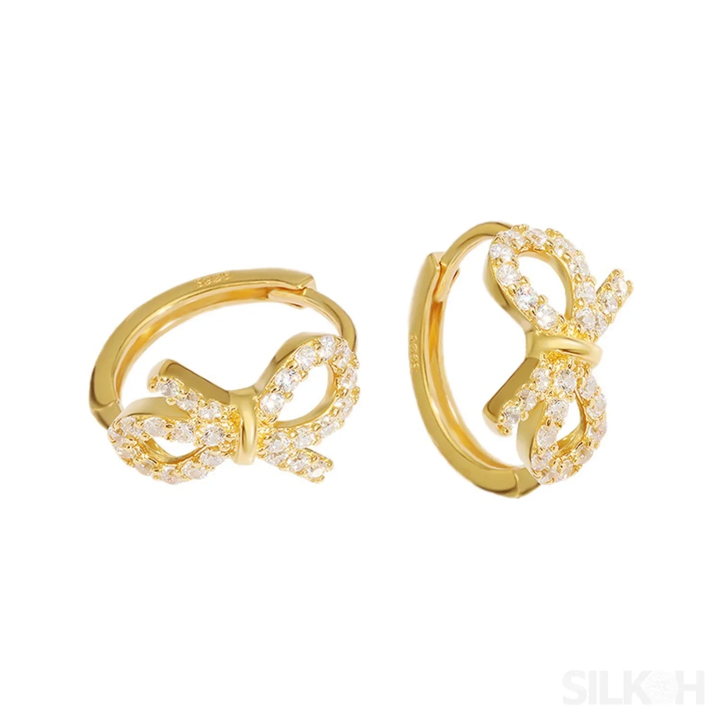 18K Gold Plated Sterling Silver Bowknot Hoop Earrings Joy - Sassygrove