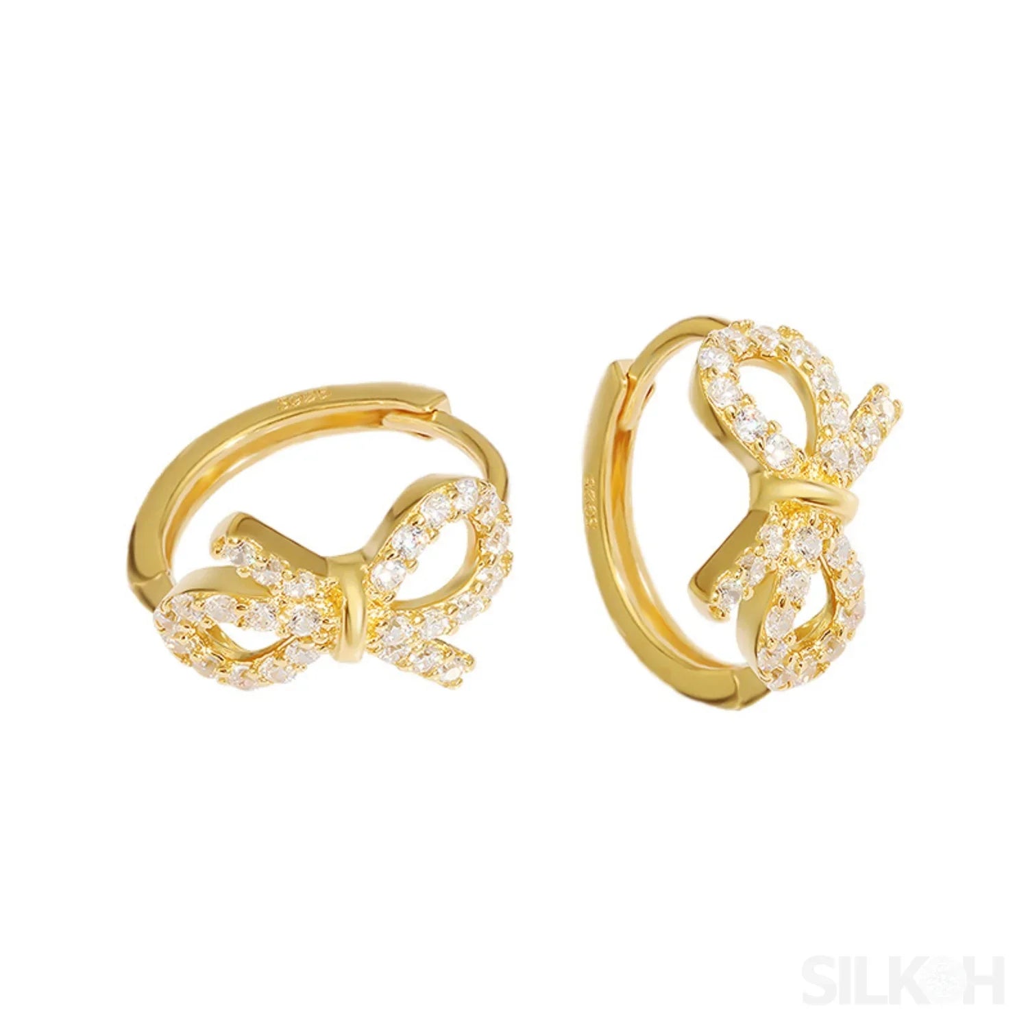 18K Gold Plated Sterling Silver Bowknot Hoop Earrings Joy - Sassygrove