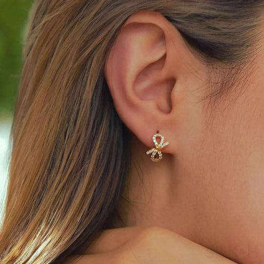 18K Gold Plated Sterling Silver Bowknot Hoop Earrings Joy - Sassygrove