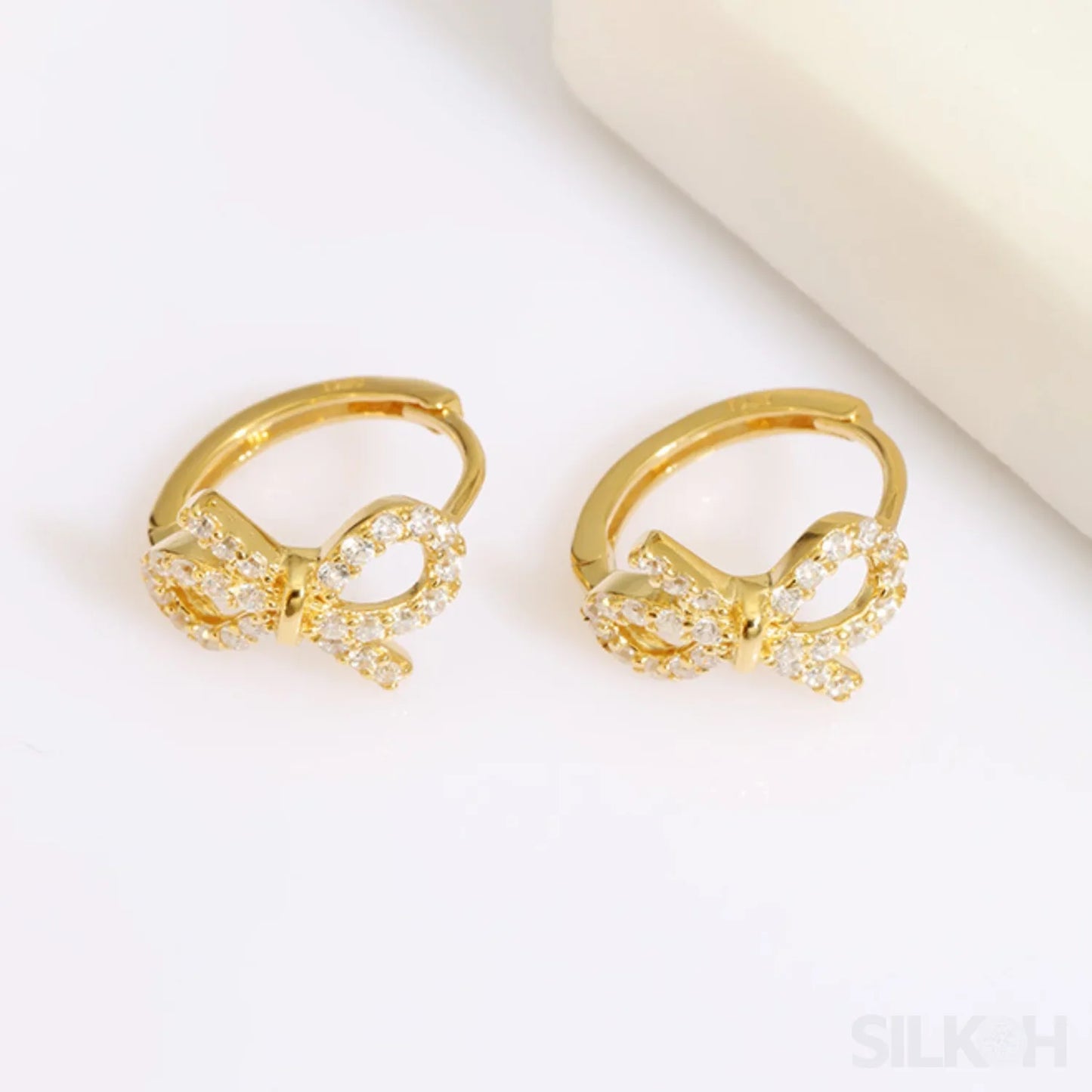 18K Gold Plated Sterling Silver Bowknot Hoop Earrings Joy - Sassygrove