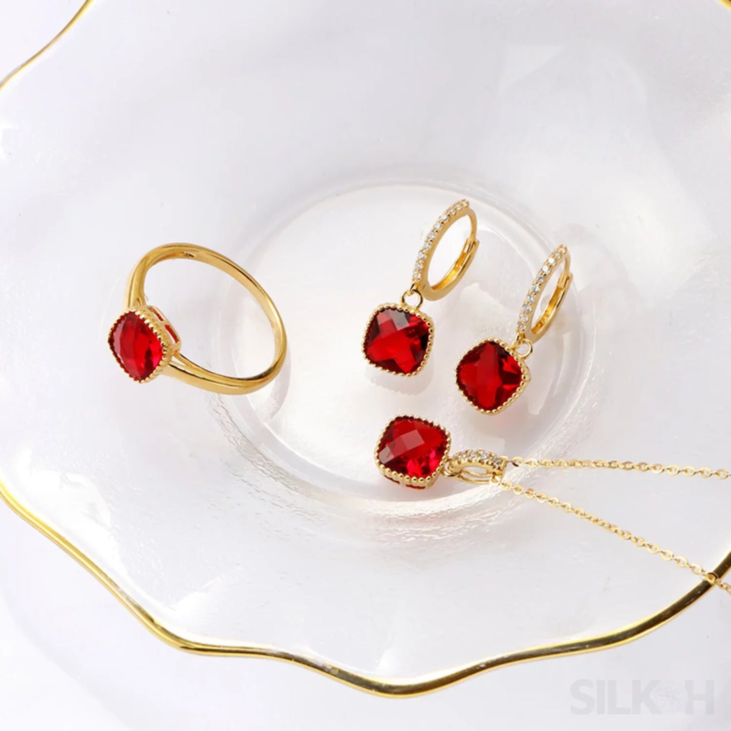 18K Gold Plated Sterling Silver Bridal Jewelry Set Ada - Sassygrove