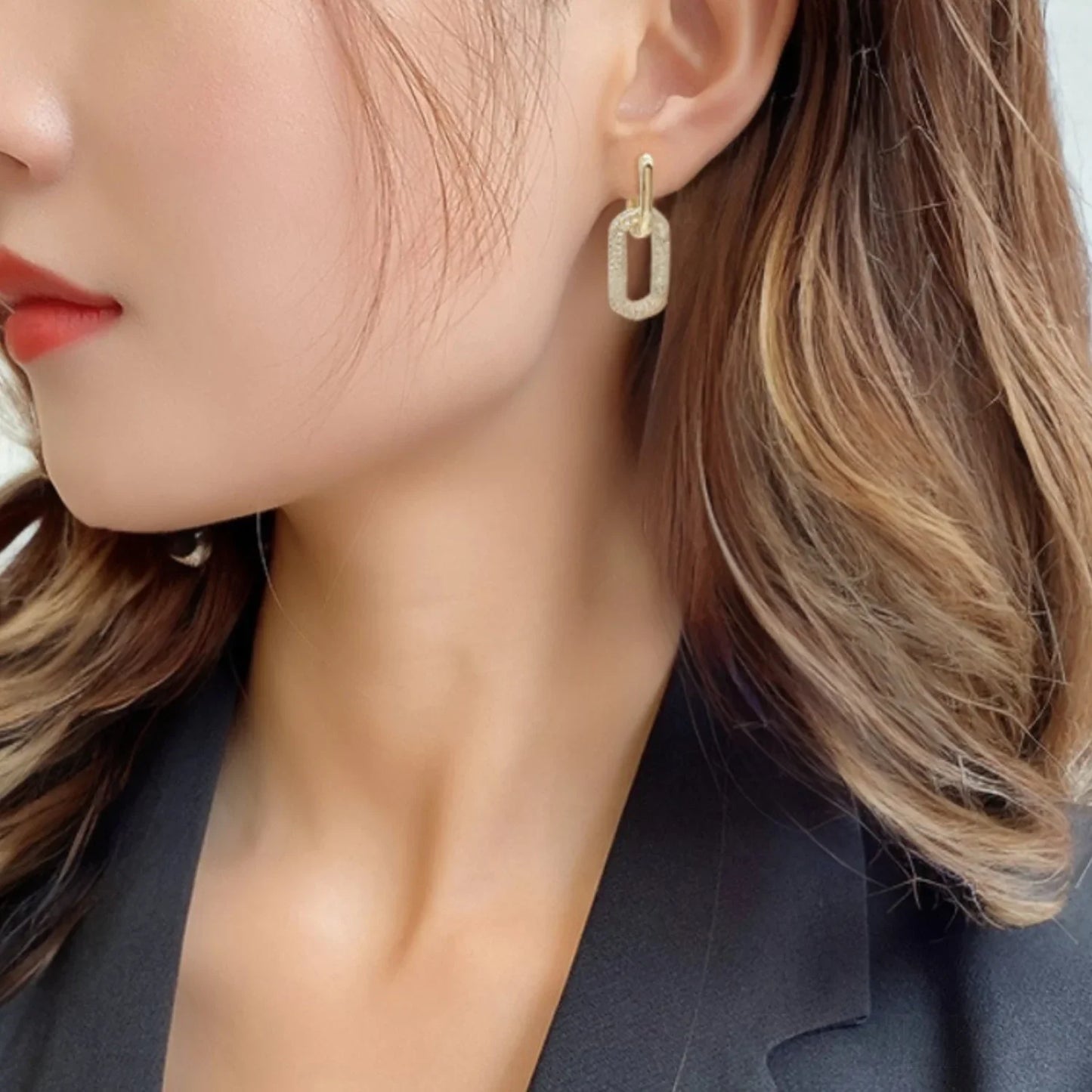 18K Gold Plated Sterling Silver Dangling Hoop Earrings Jet - Sassygrove