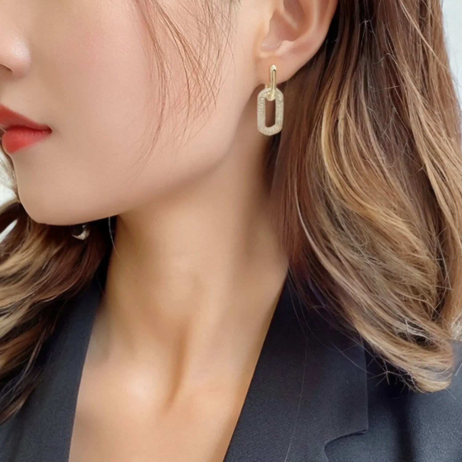 18K Gold Plated Sterling Silver Dangling Hoop Earrings Jet - Sassygrove