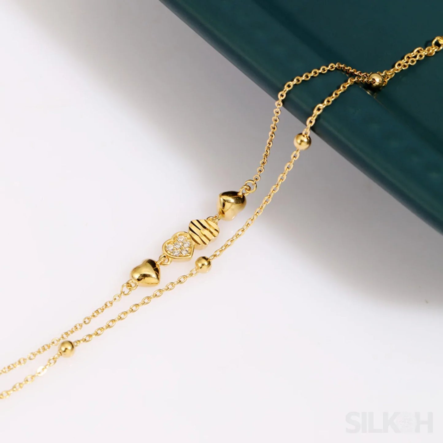 18K Gold Plated Sterling Silver Double Layer Bracelet Cia - Sassygrove