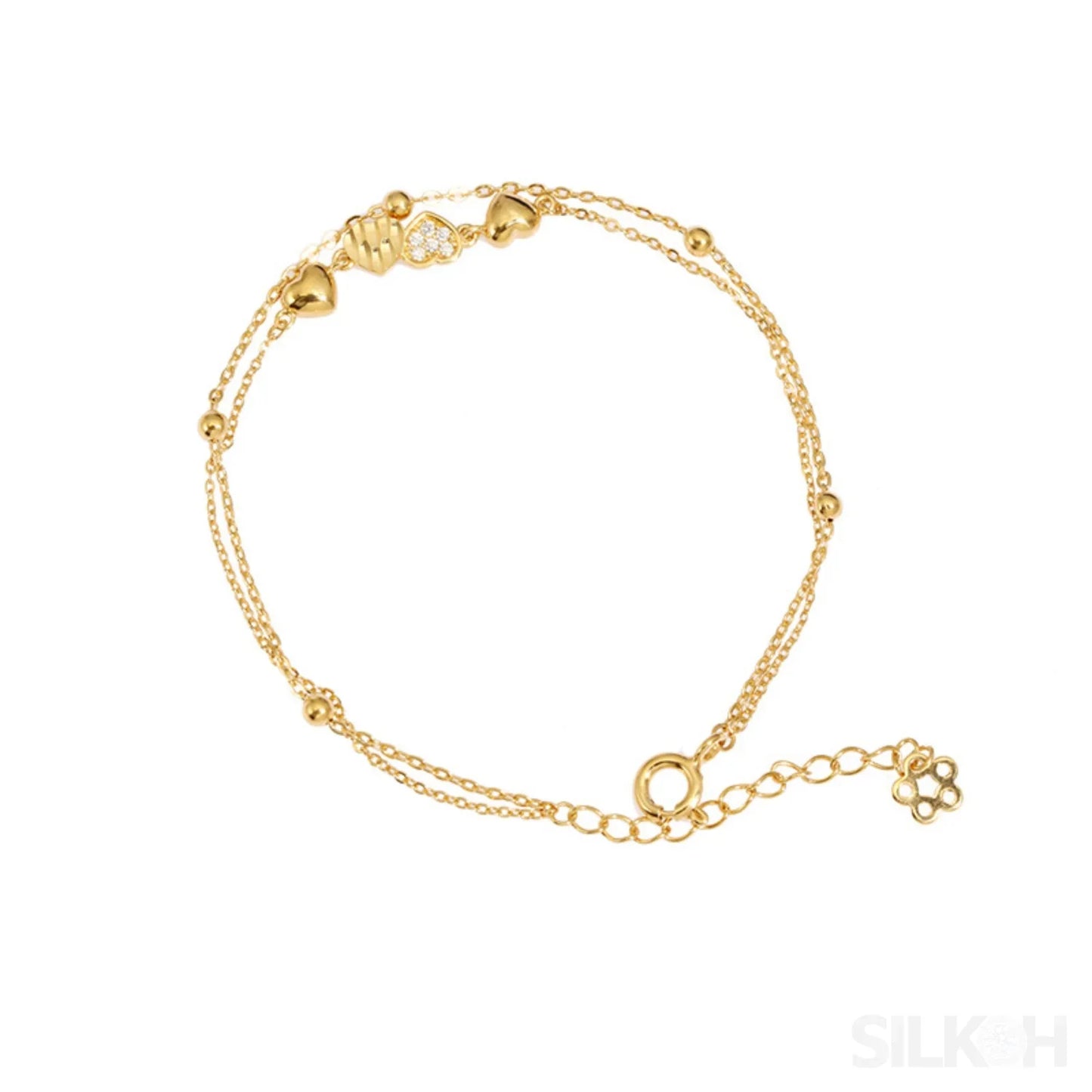 18K Gold Plated Sterling Silver Double Layer Bracelet Cia - Sassygrove