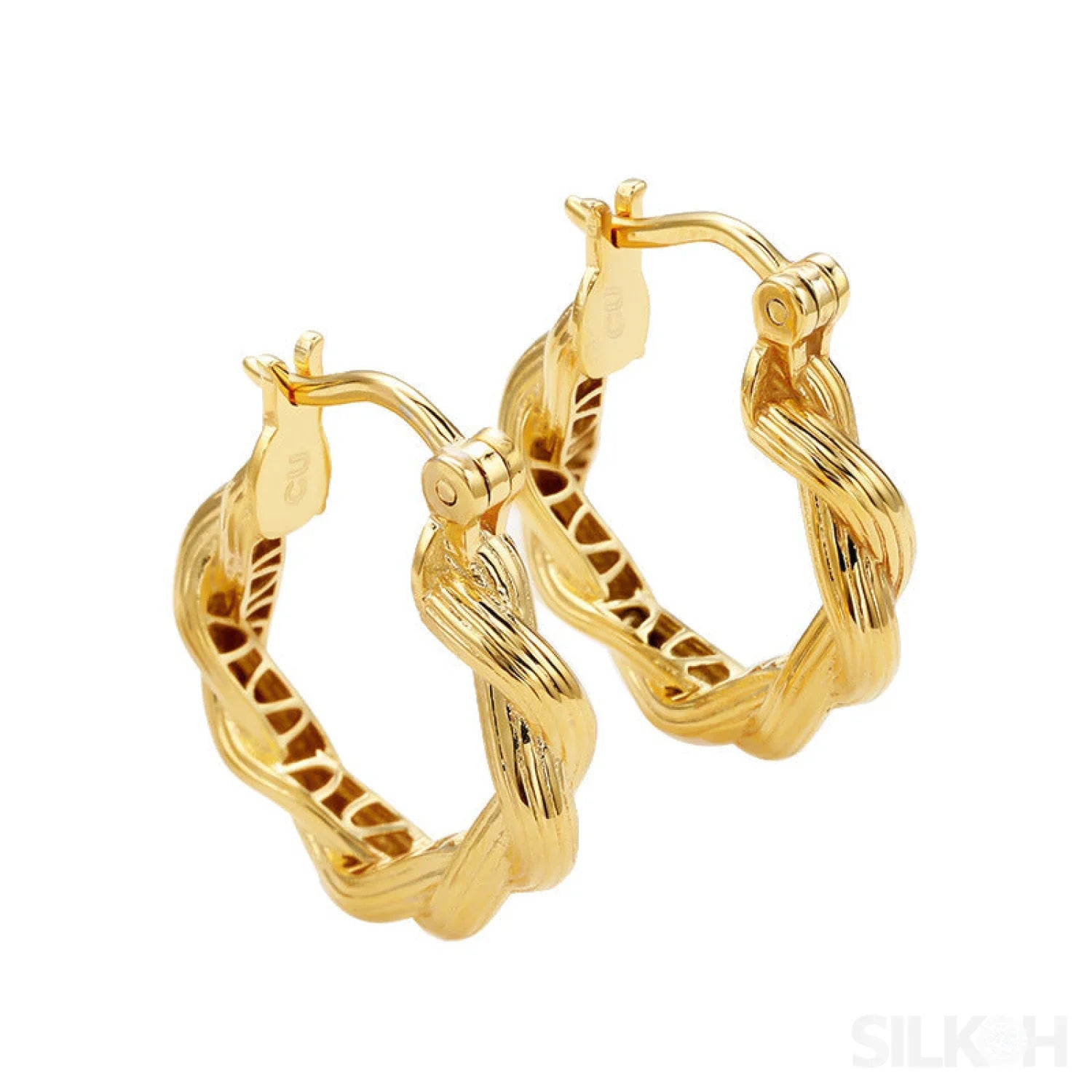 18K Gold Plated Sterling Silver Hoop Earrings Ema - Sassygrove