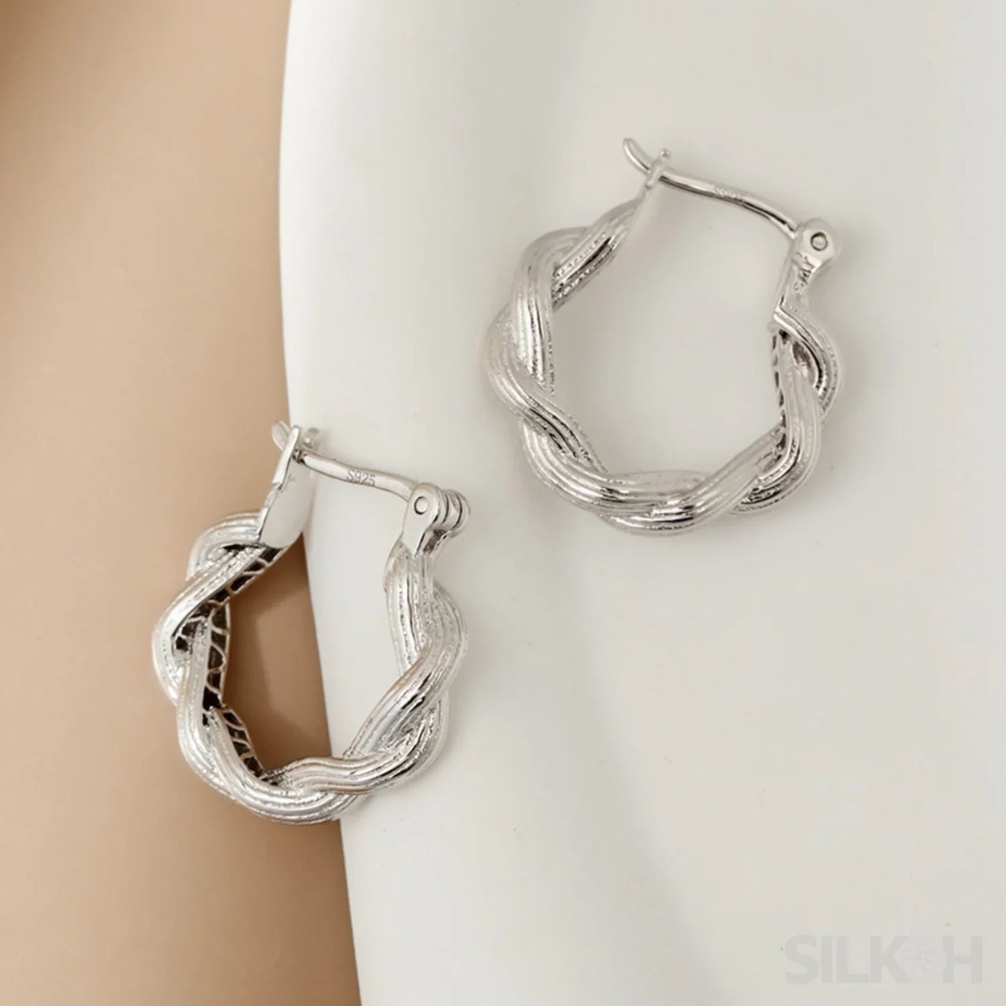 18K Gold Plated Sterling Silver Hoop Earrings Ema - Sassygrove
