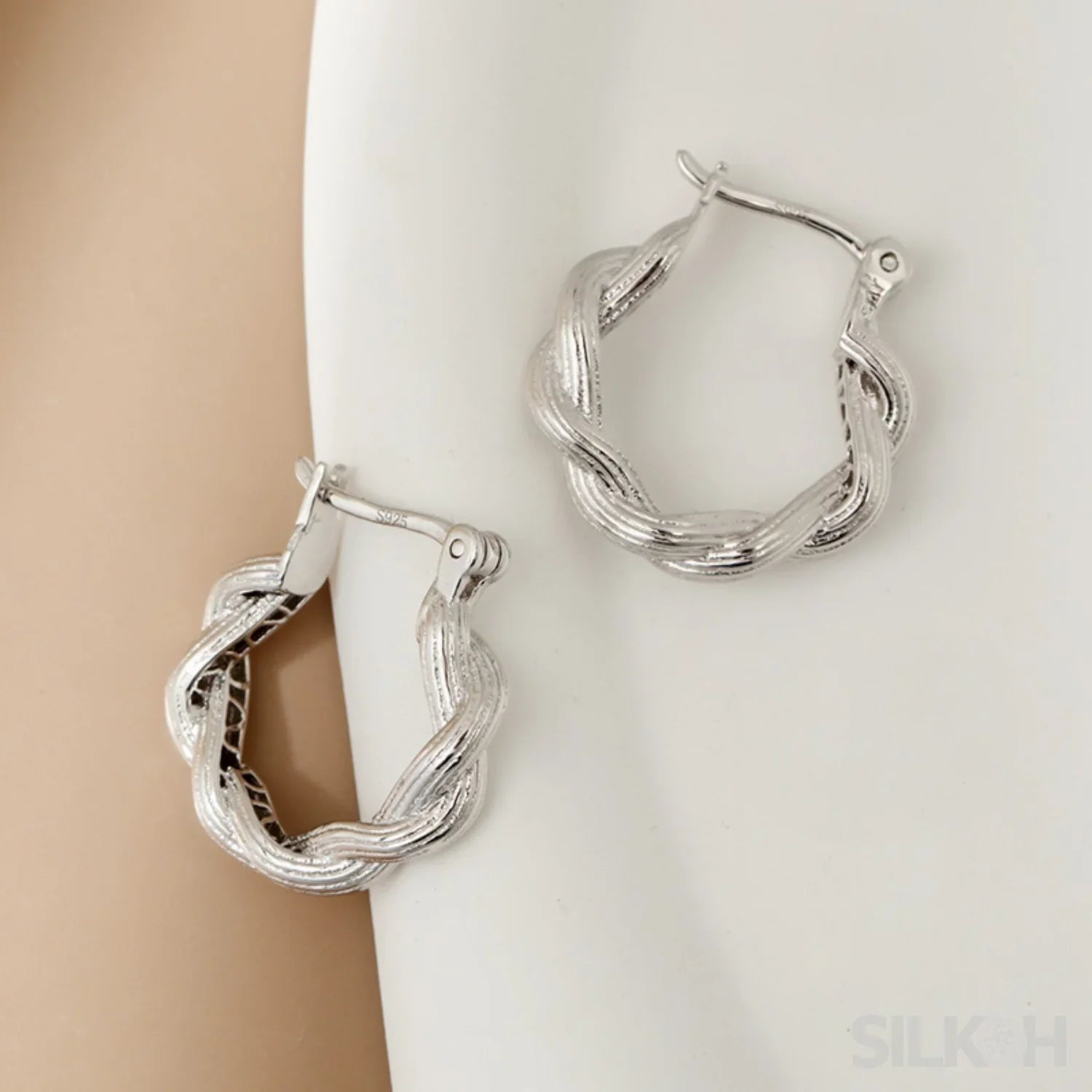 18K Gold Plated Sterling Silver Hoop Earrings Ema - Sassygrove