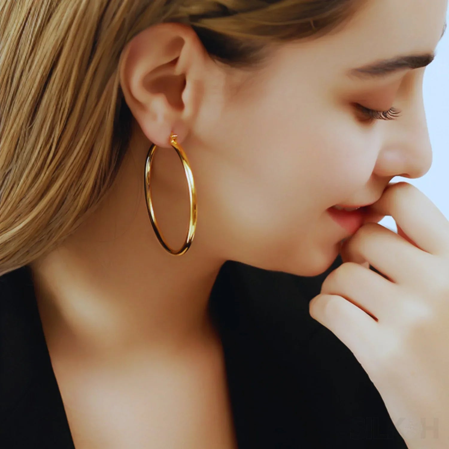 18K Gold Plated Sterling Silver Hoop Earrings Jen - Sassygrove