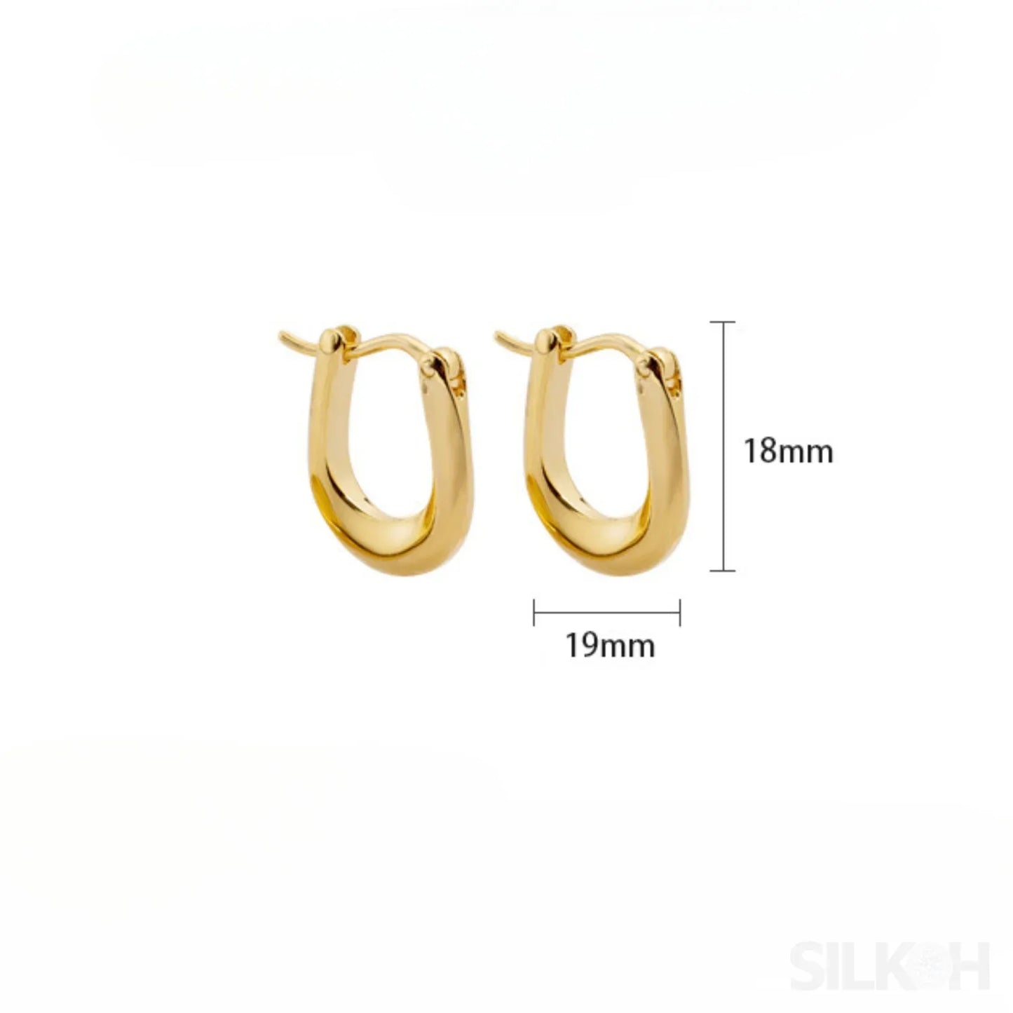 18K Gold Plated Sterling Silver Hoop Earrings Sue - Sassygrove