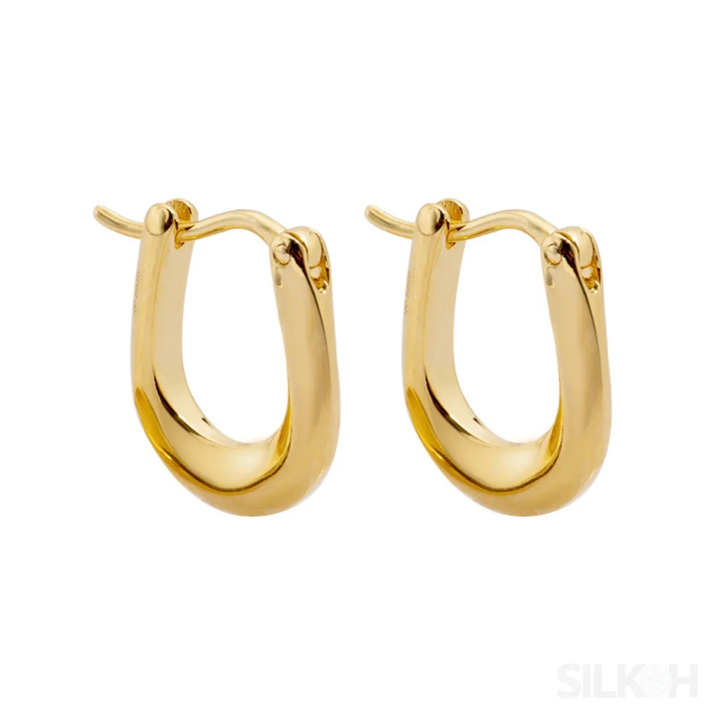 18K Gold Plated Sterling Silver Hoop Earrings Sue - Sassygrove