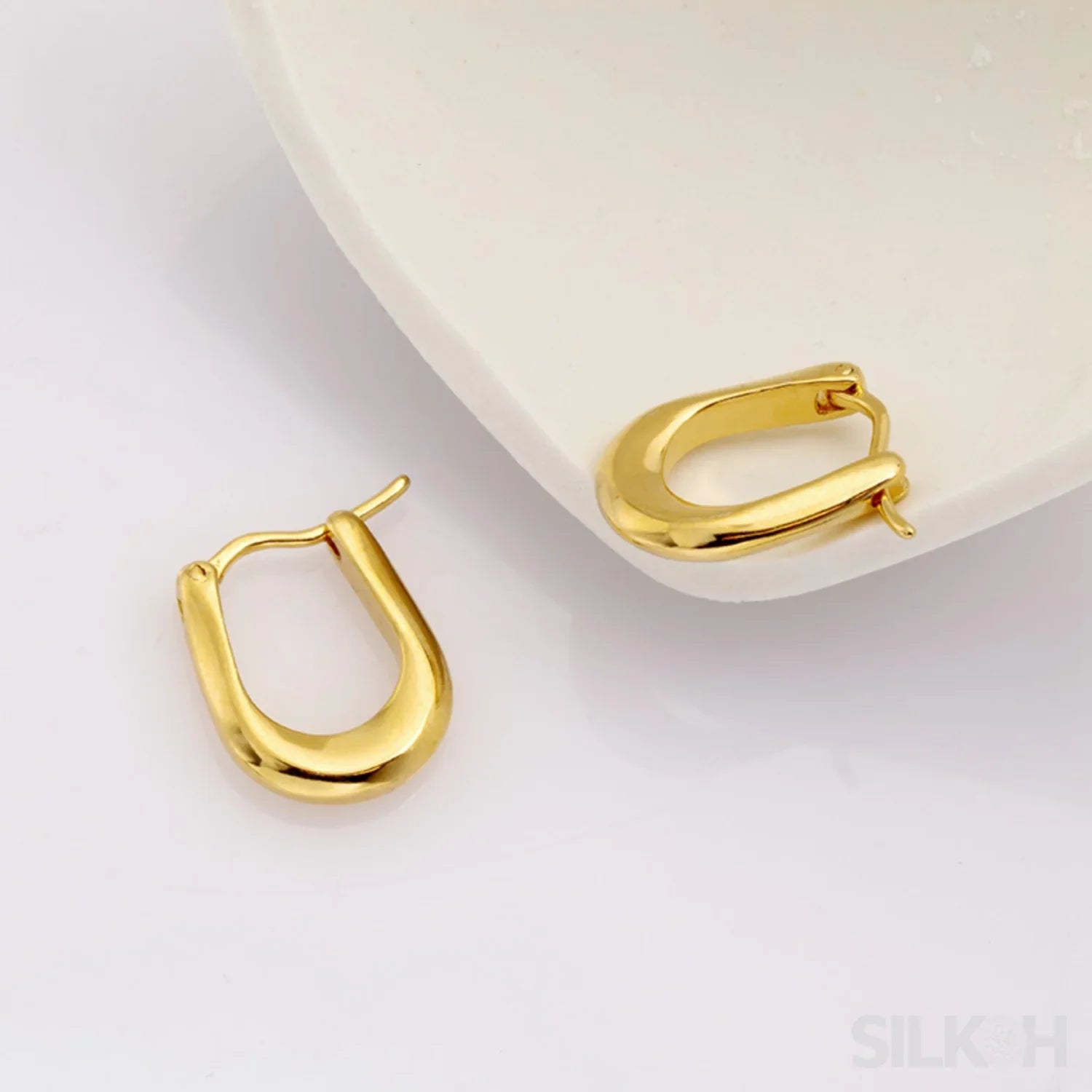 18K Gold Plated Sterling Silver Hoop Earrings Sue - Sassygrove