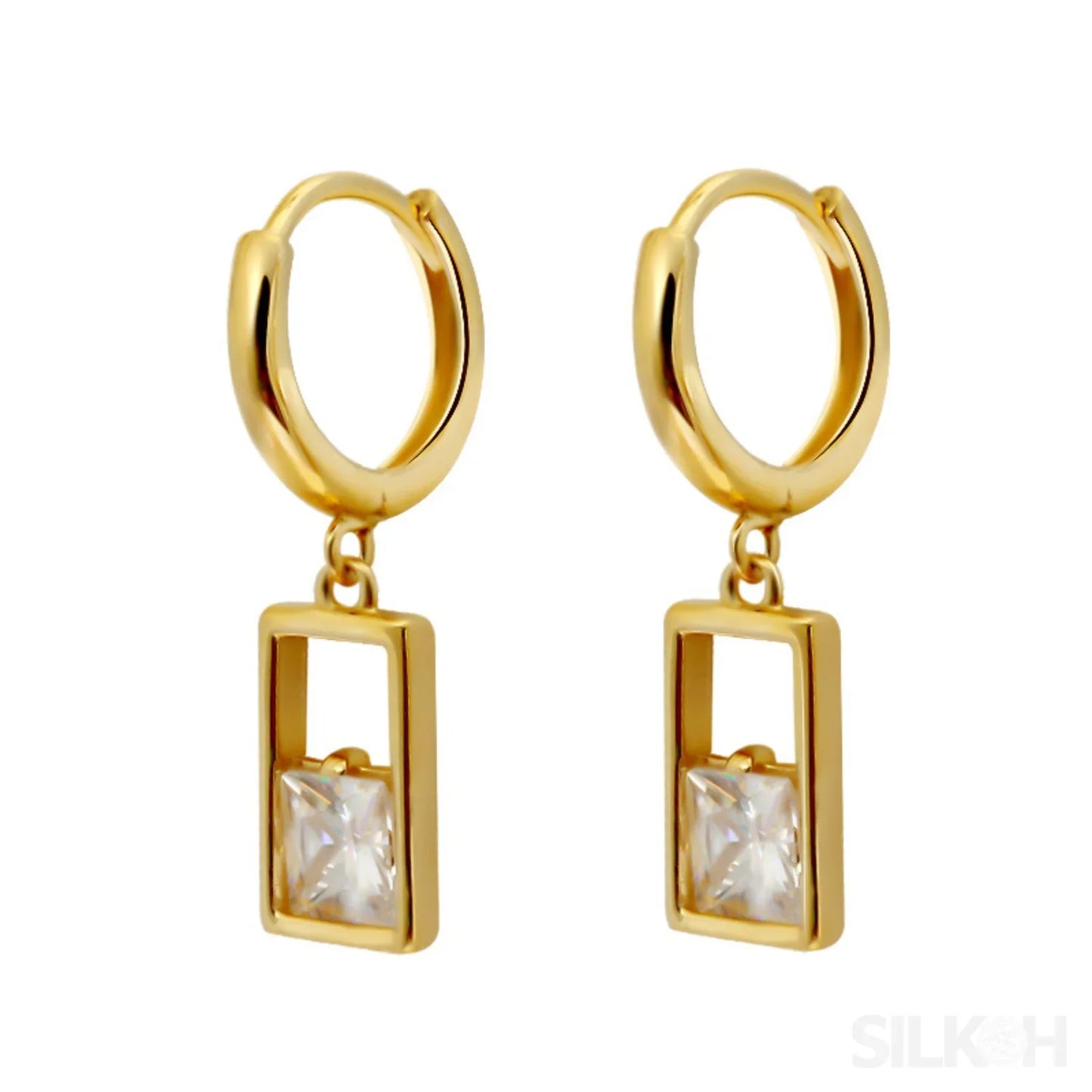 18K Gold Plated Sterling Silver Hoop Earrings Zoe - Sassygrove