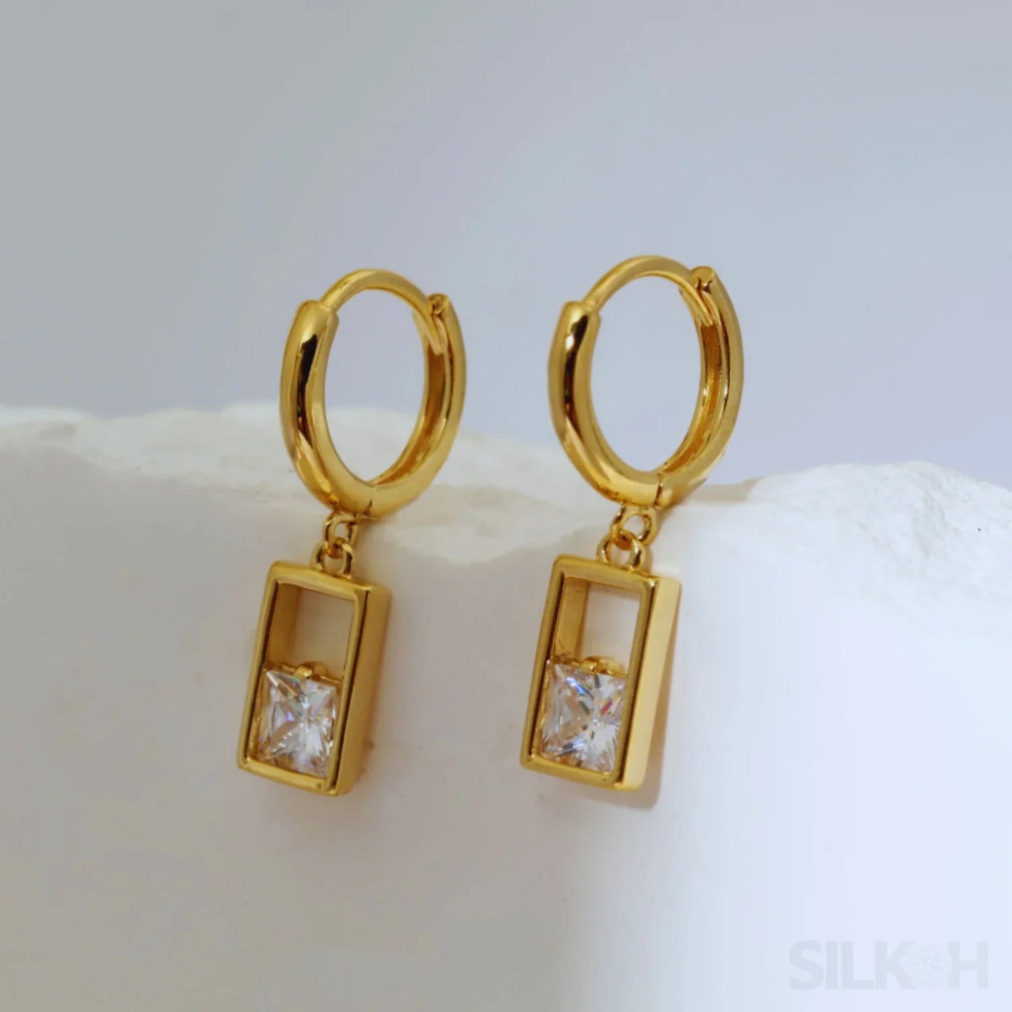 18K Gold Plated Sterling Silver Hoop Earrings Zoe - Sassygrove