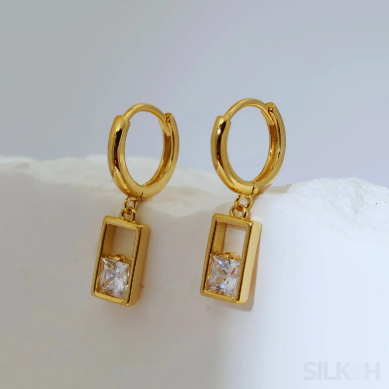 18K Gold Plated Sterling Silver Hoop Earrings Zoe - Sassygrove