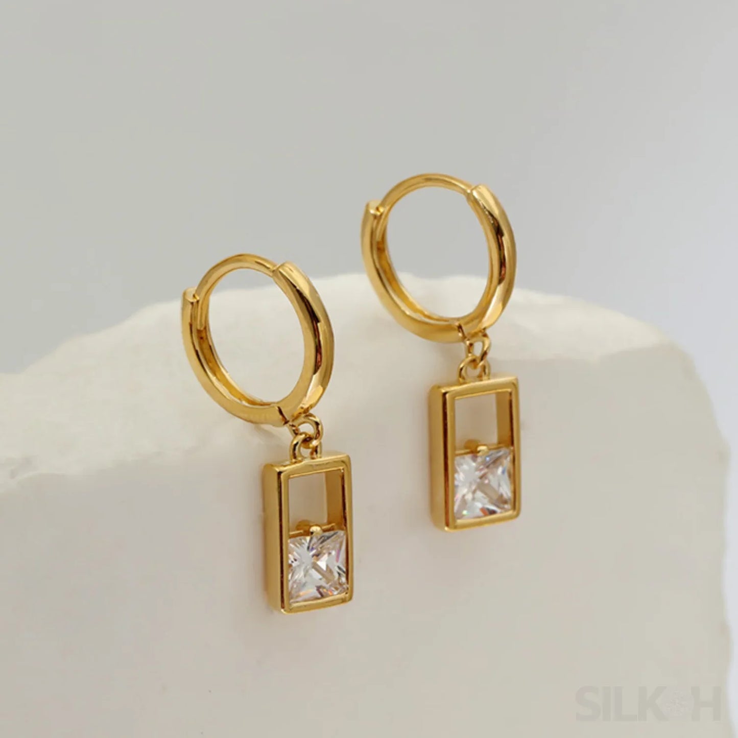 18K Gold Plated Sterling Silver Hoop Earrings Zoe - Sassygrove
