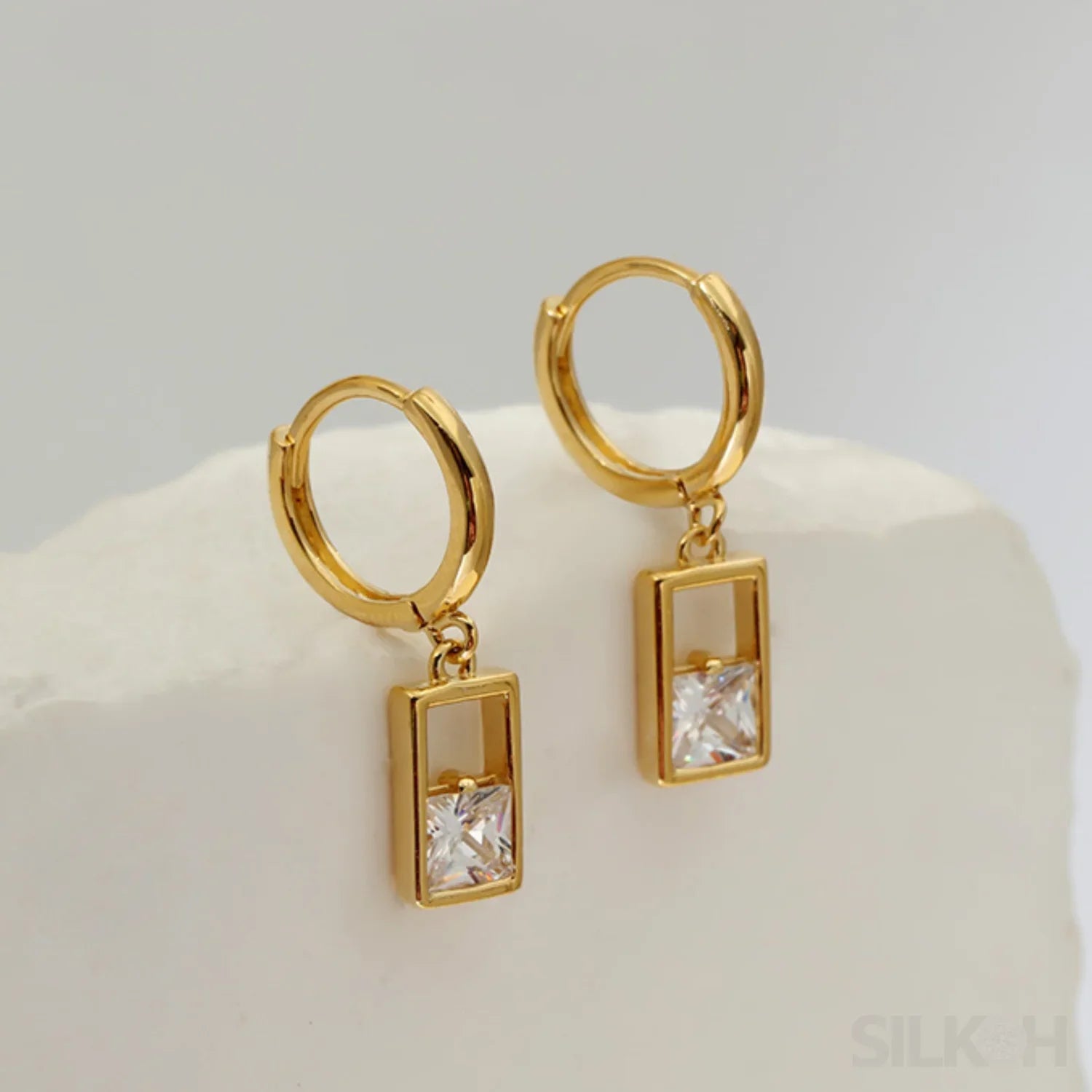 18K Gold Plated Sterling Silver Hoop Earrings Zoe - Sassygrove