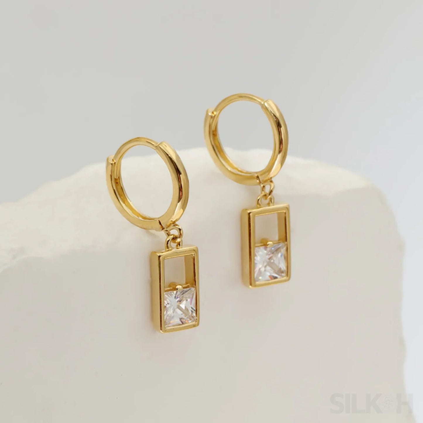18K Gold Plated Sterling Silver Hoop Earrings Zoe - Sassygrove