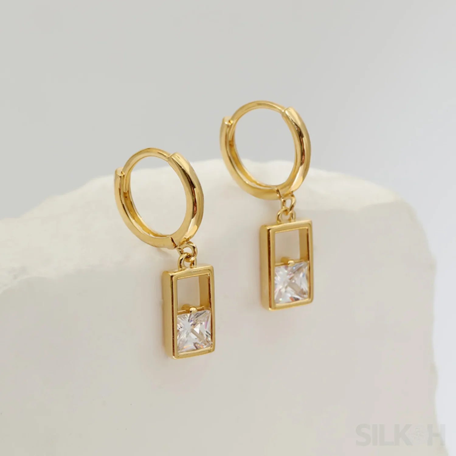 18K Gold Plated Sterling Silver Hoop Earrings Zoe - Sassygrove