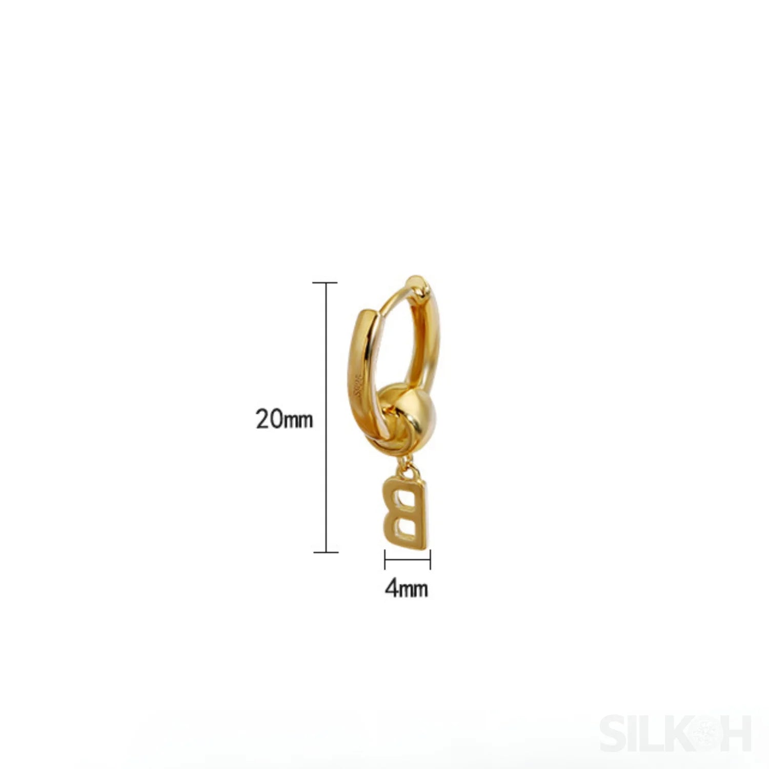 18K Gold Plated Sterling Silver Hoop Initial Earrings Uma - Sassygrove