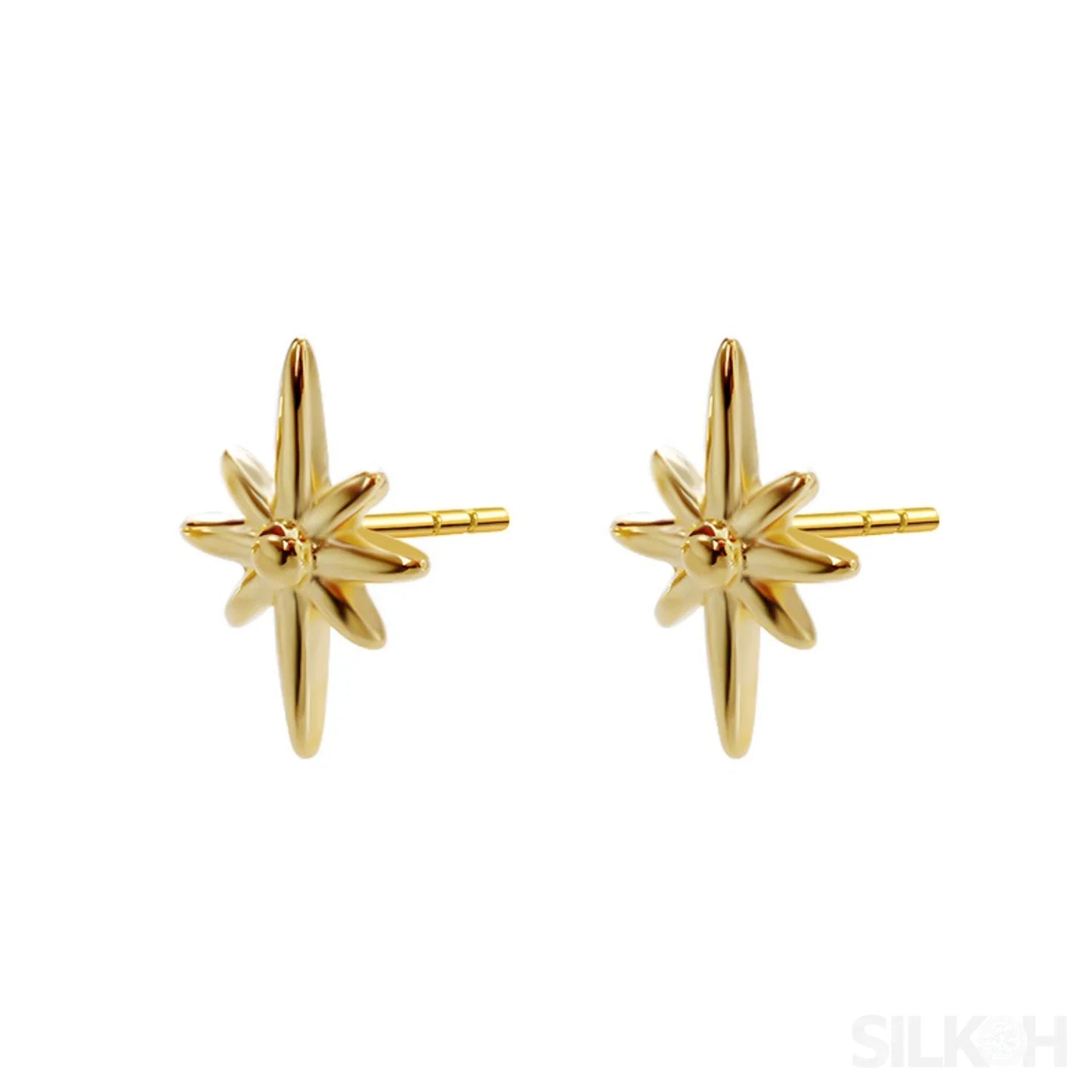 18K Gold Plated Sterling Silver Minimalist Stud Earrings Mae - Sassygrove