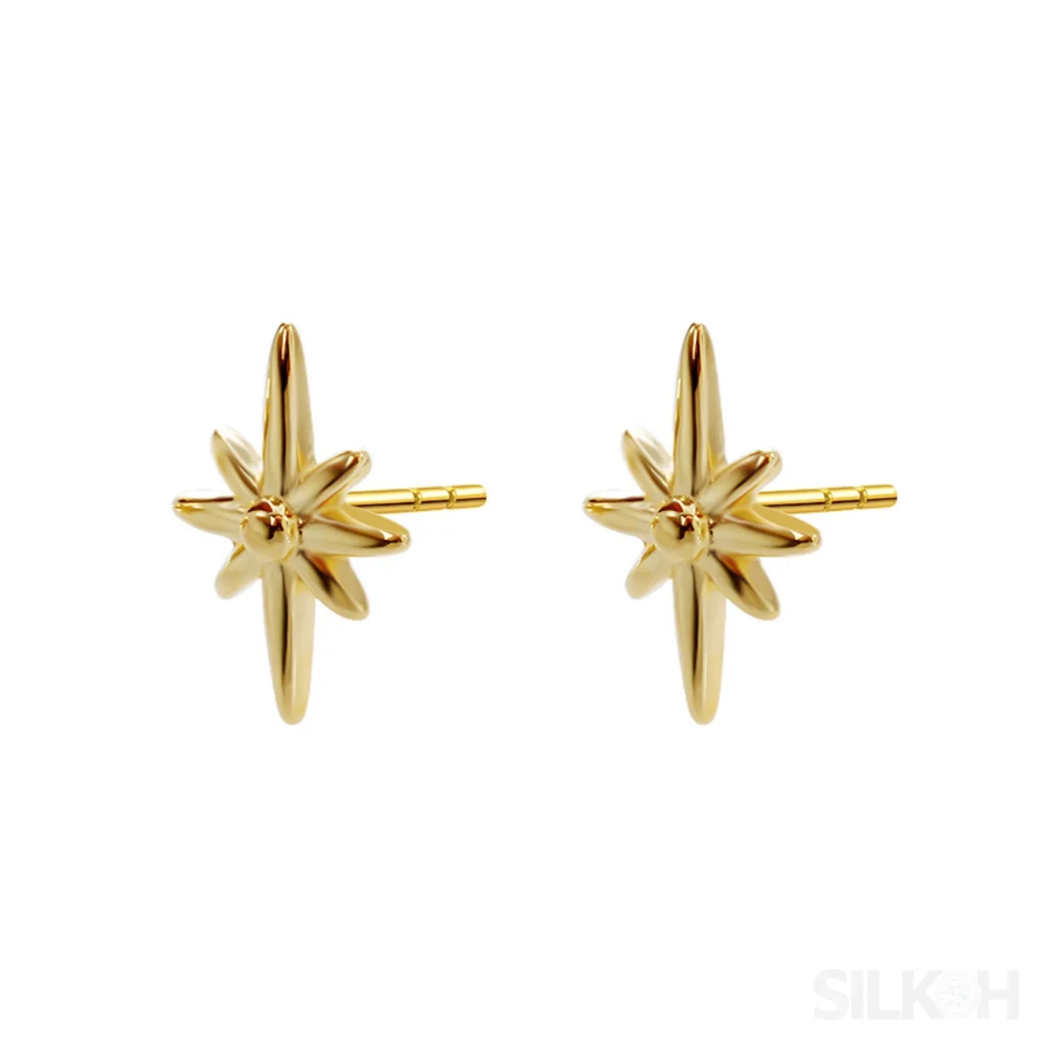 18K Gold Plated Sterling Silver Minimalist Stud Earrings Mae - Sassygrove