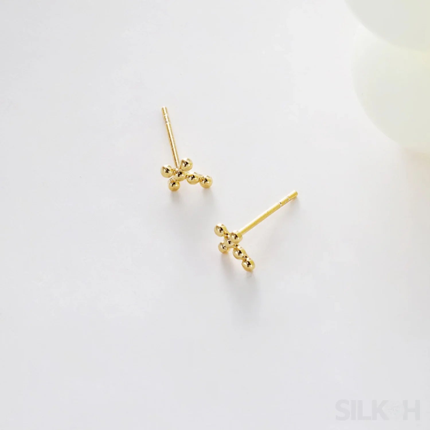 18K Gold Plated Sterling Silver Minimalist Stud Earrings Mae - Sassygrove